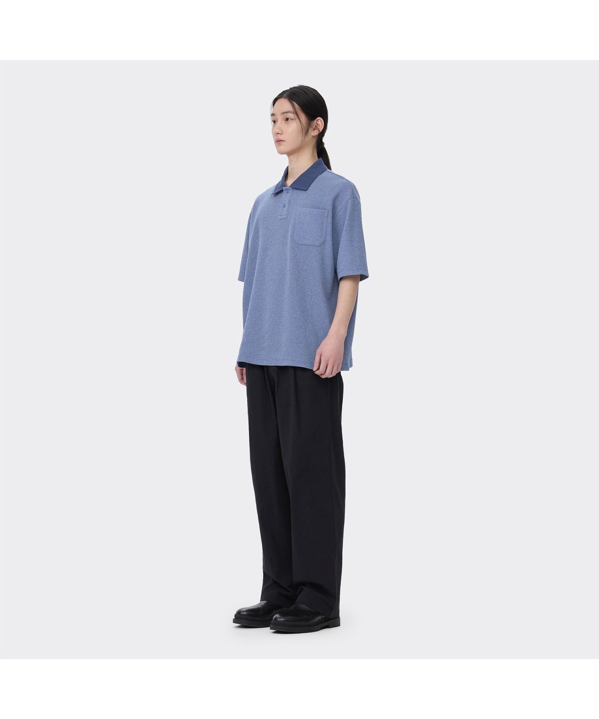 커스텀멜로우(CUSTOMELLOW) Blue Oversized Fit Polo CWTAM26511BUX