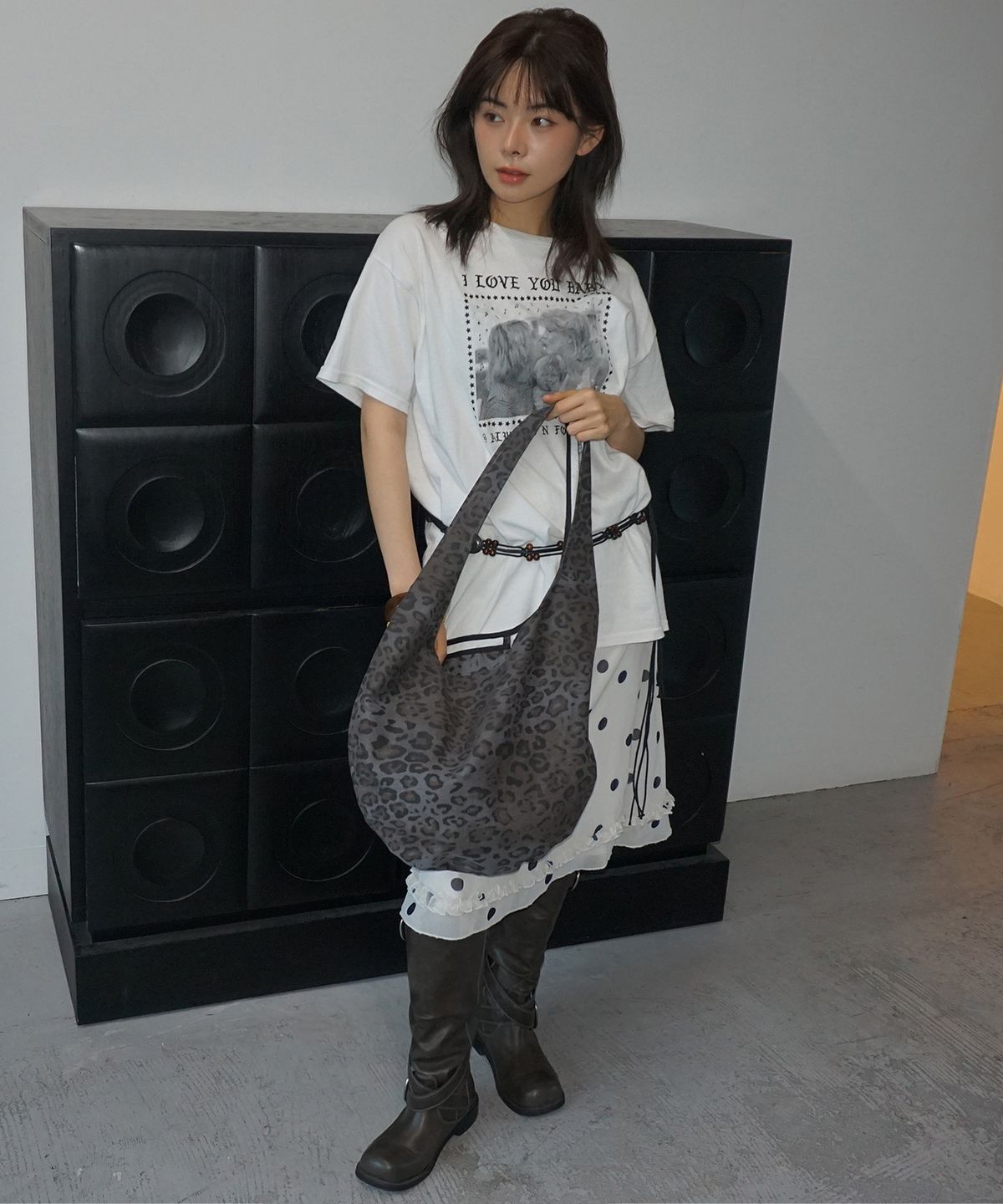 샐볼(SALBOL) FIG LEOPARD BAG [CHARCOAL BROWN]