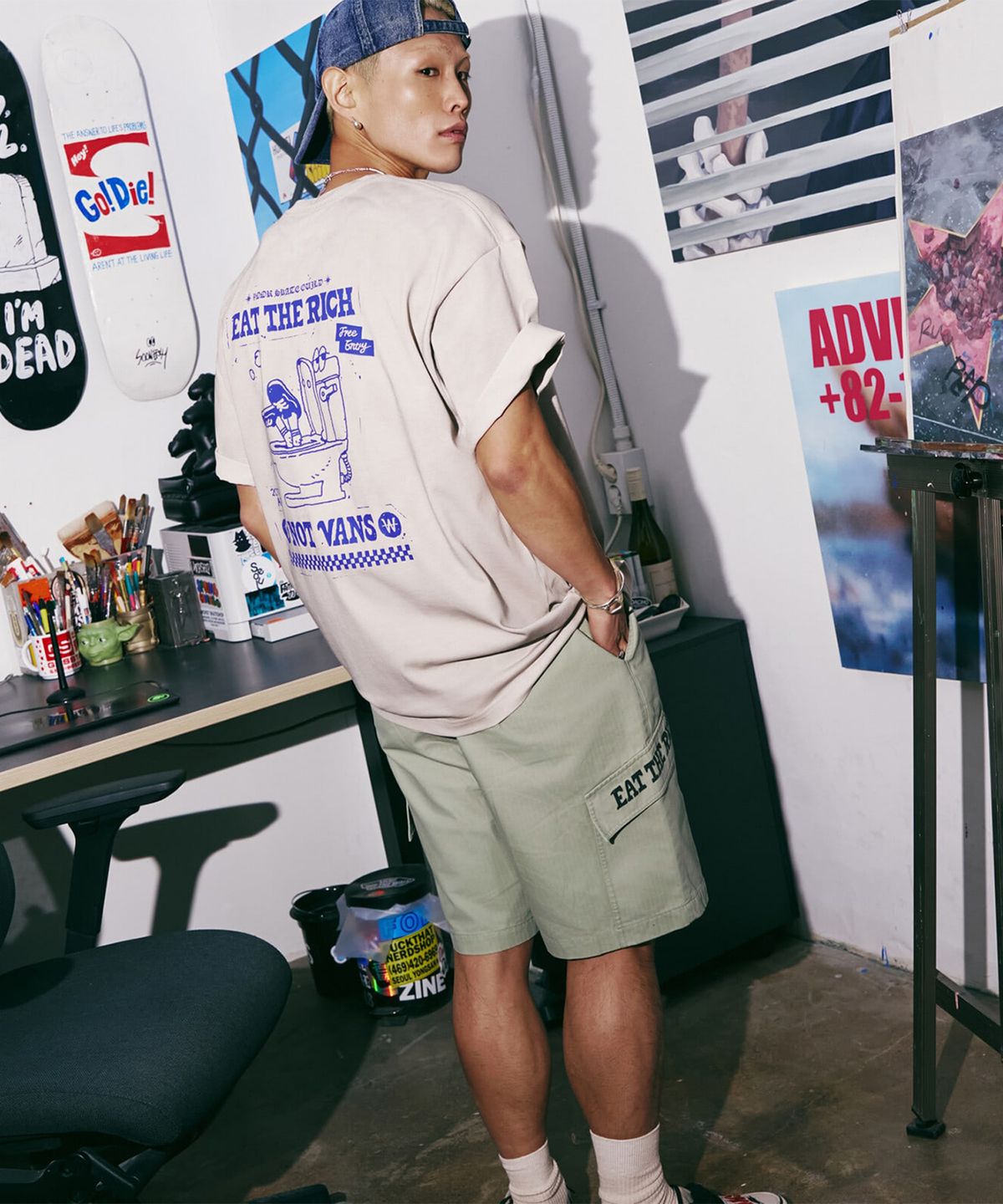 반스(VANS) SOON EASY 쇼츠 - 소프트 세이지 / VN000VNHFSG1