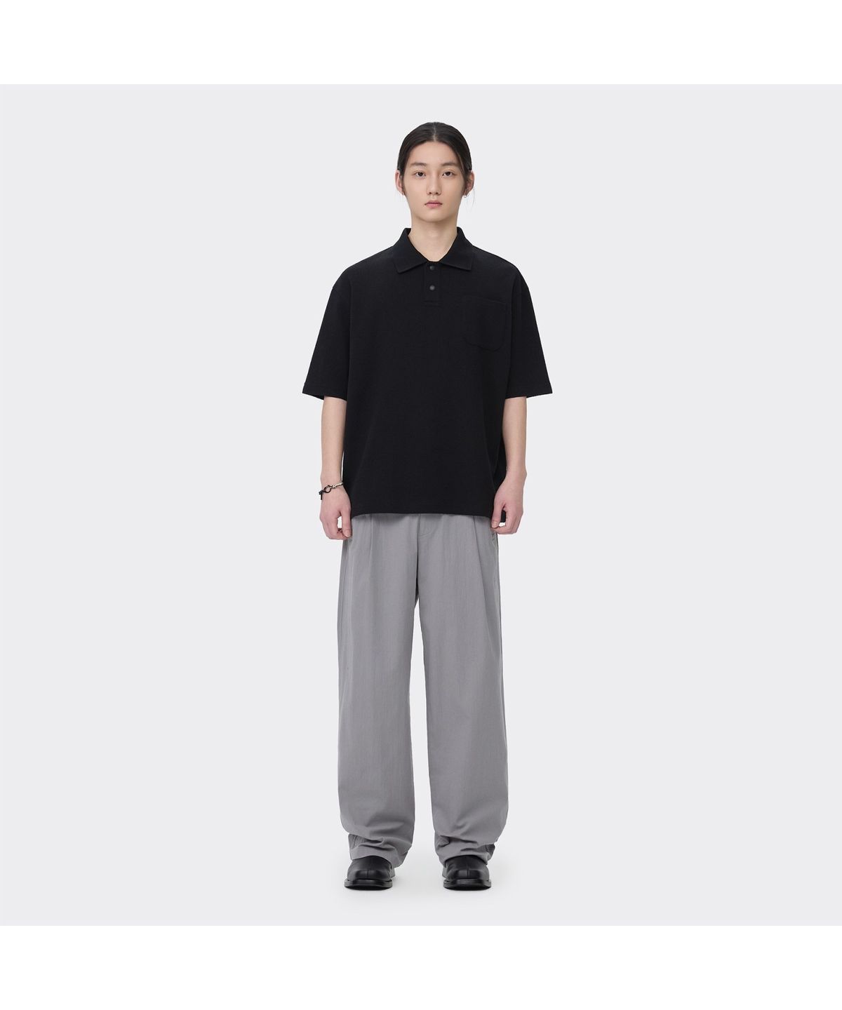 커스텀멜로우(CUSTOMELLOW) Black Oversized Fit Polo CWTAM26511BKX