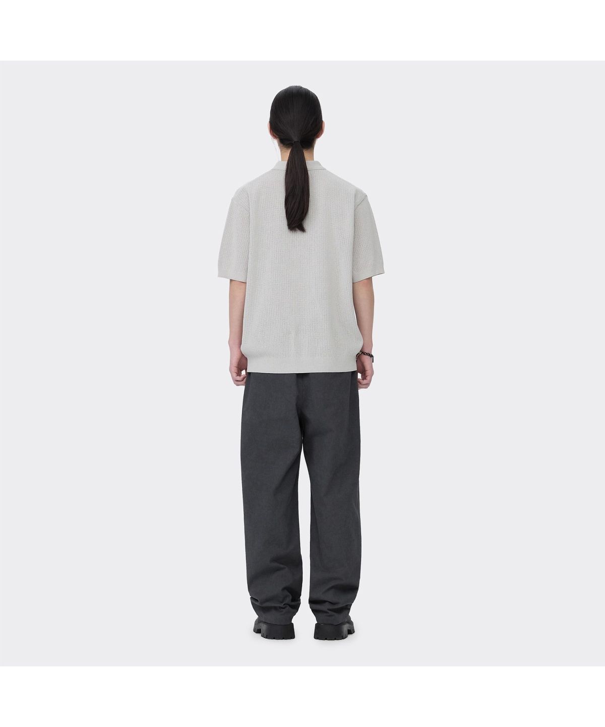 커스텀멜로우(CUSTOMELLOW) Grey Textured Classic Collar Sweater CWWAM26412GYL