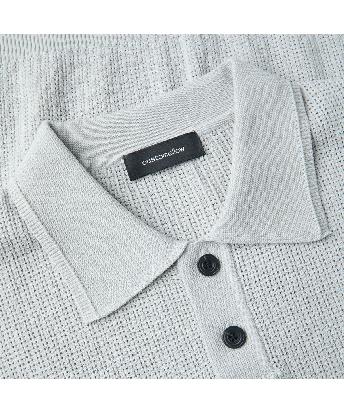 커스텀멜로우(CUSTOMELLOW) Grey Textured Classic Collar Sweater CWWAM26412GYL