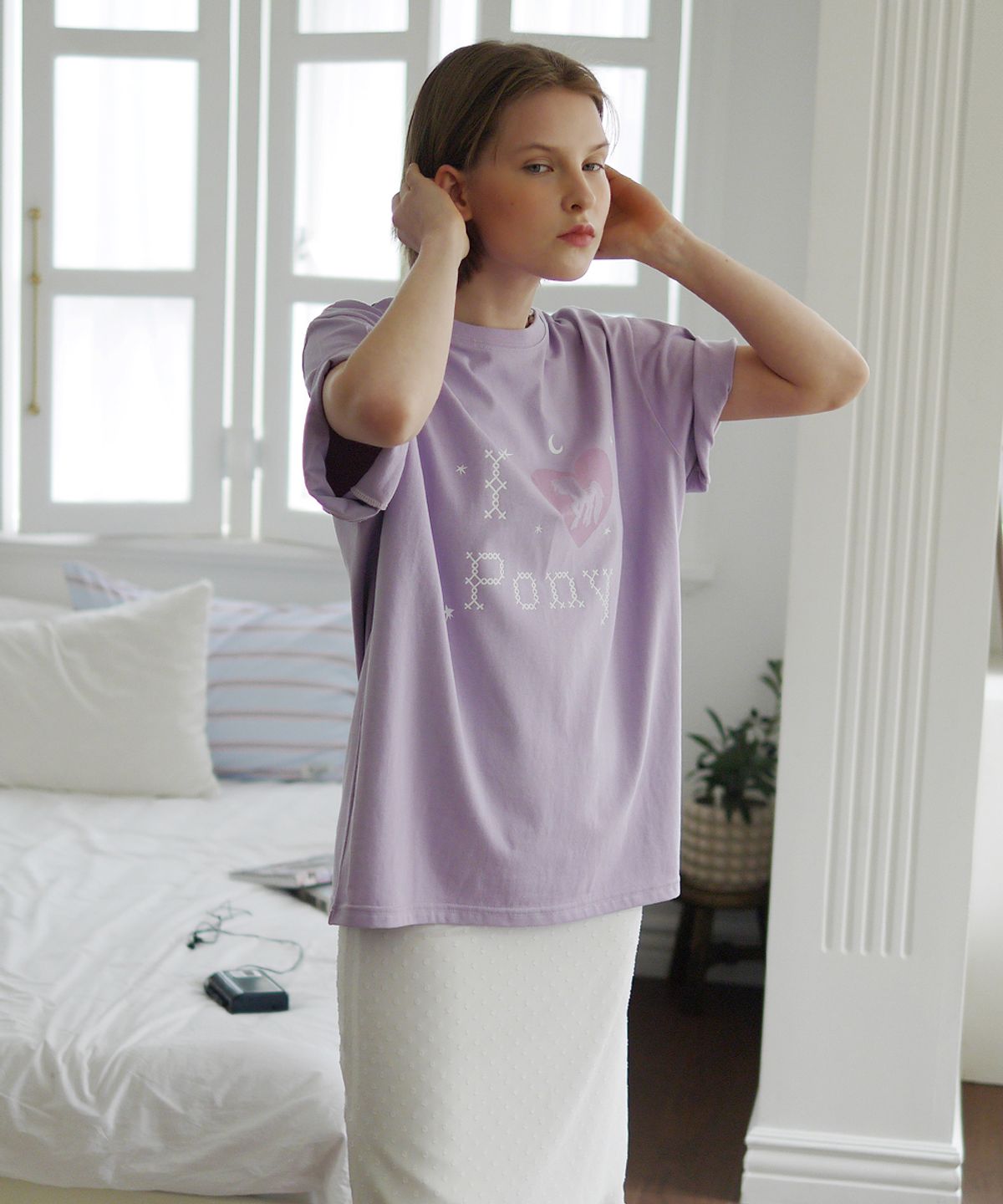 애프터아워즈(AFTERHOURS) I LOVE PONY GRAPHIC HALF-TOP (PURPLE)