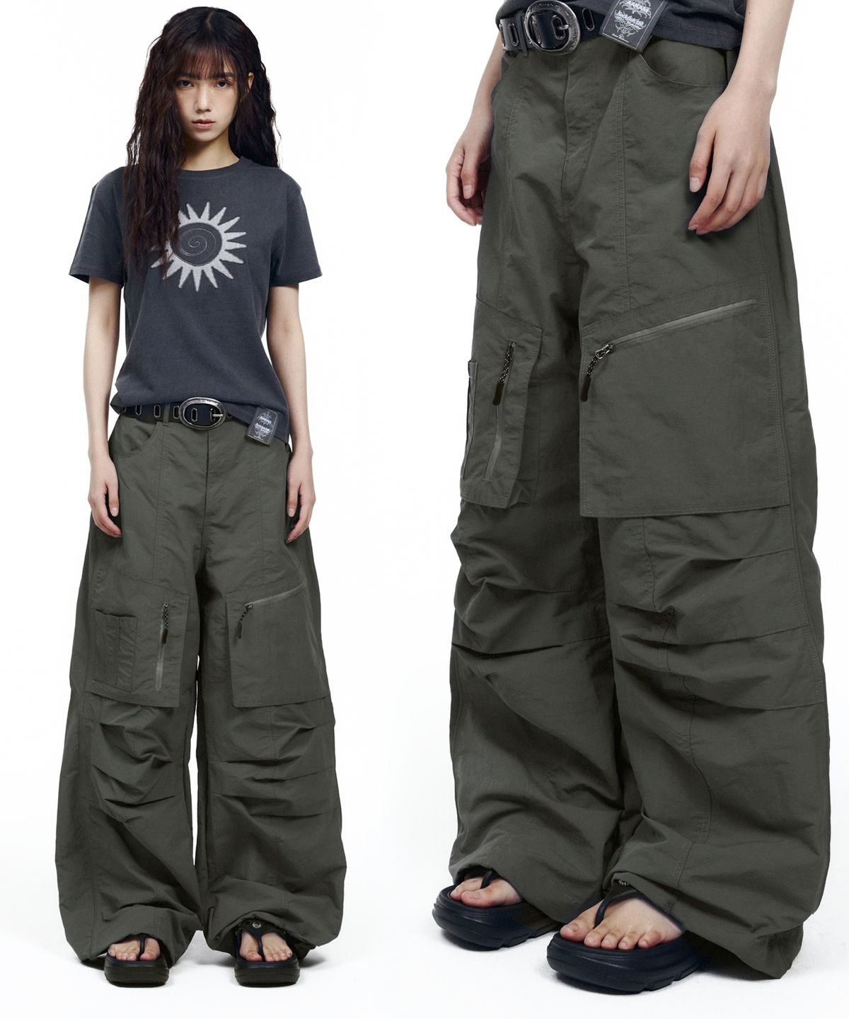 아캄(AAKAM) Knee Pin-Tuck Rain Shield Pants (Khaki)