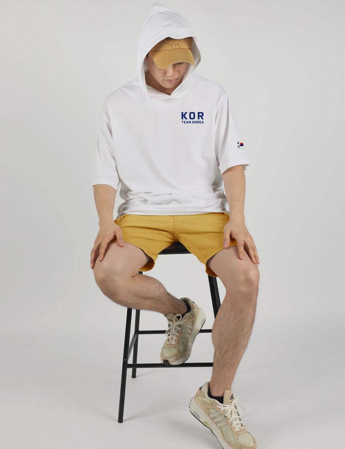 엠블룩(AMBLELOOK) 프리미엄 면스판 로카 후드반팔티 TEAM KOR (4color)