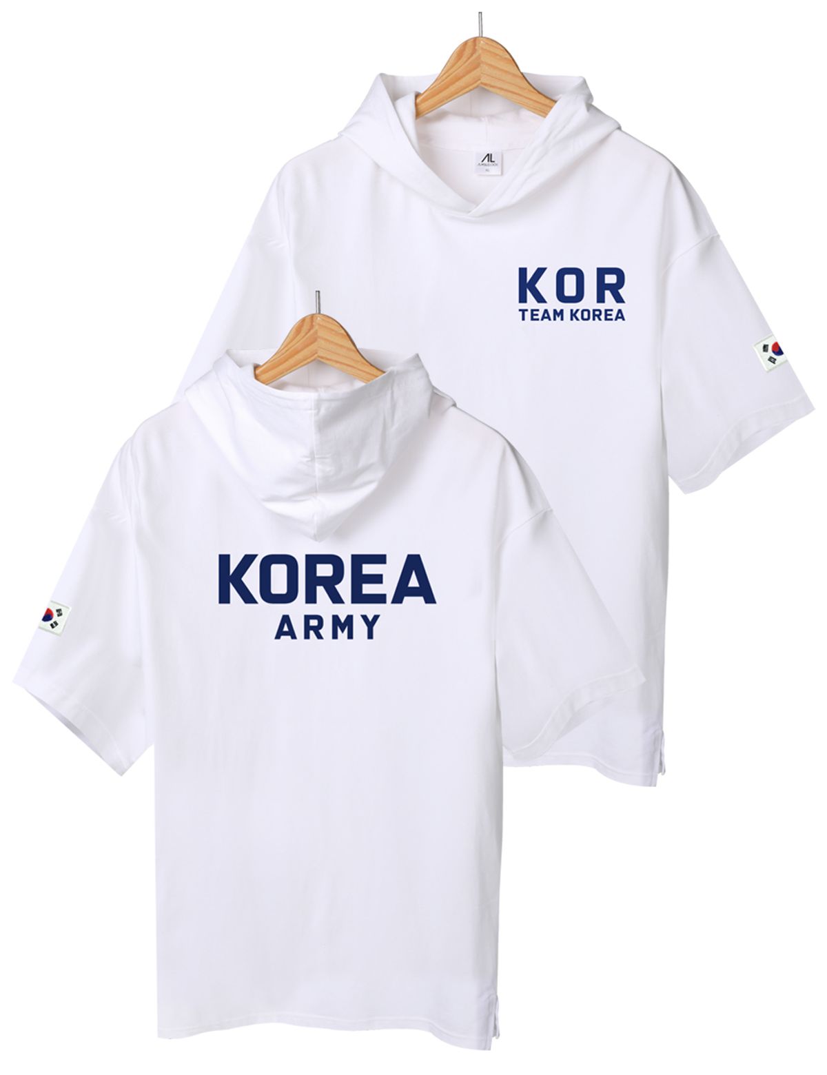 엠블룩(AMBLELOOK) 프리미엄 면스판 로카 후드반팔티 TEAM KOR (4color)