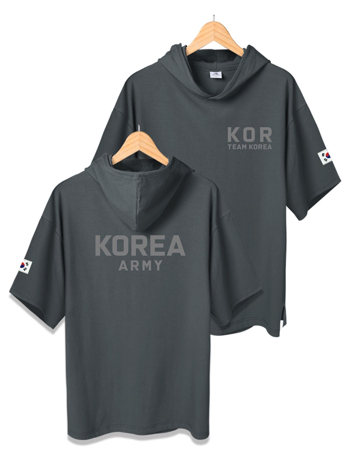엠블룩(AMBLELOOK) 프리미엄 면스판 로카 후드반팔티 TEAM KOR (4color)