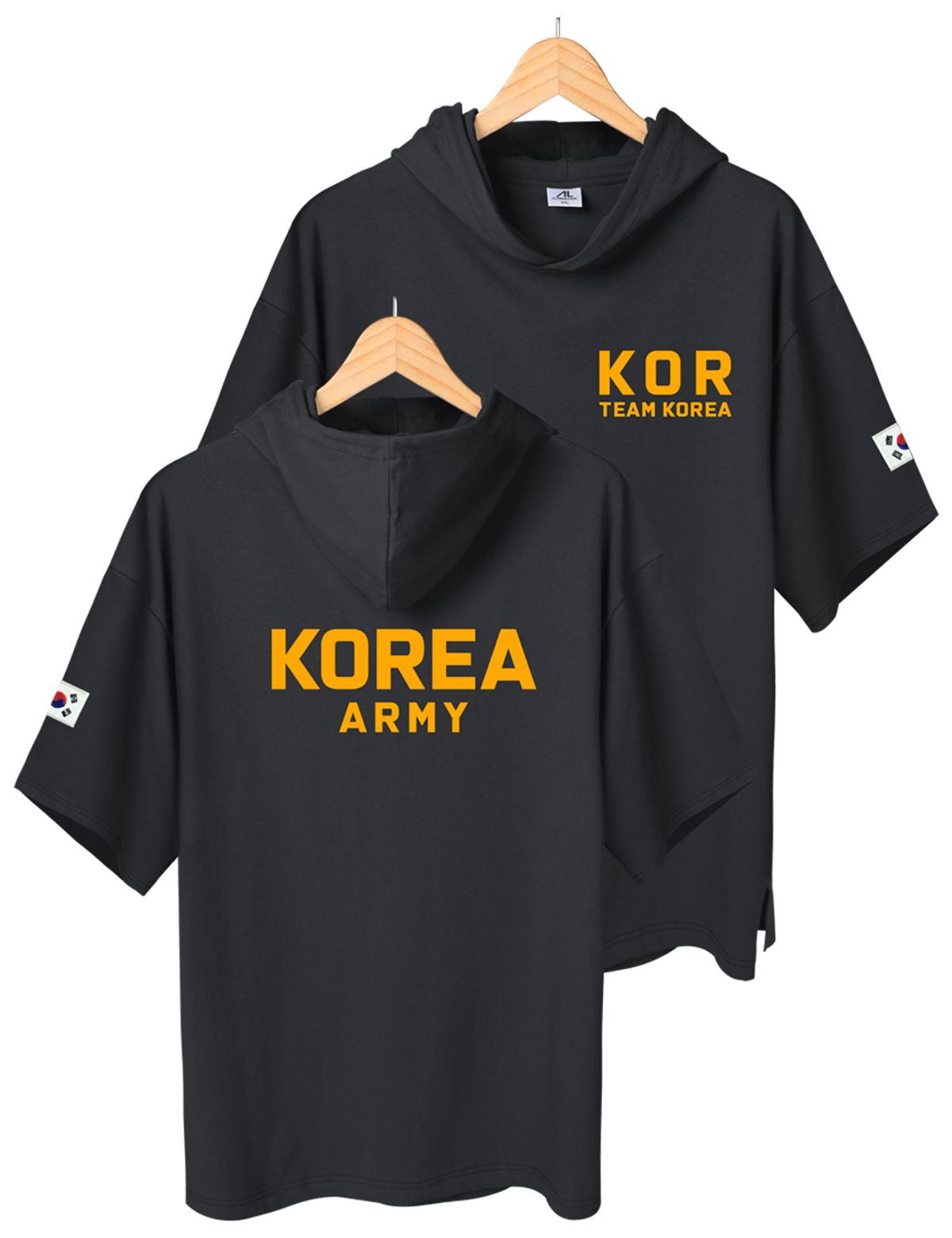 엠블룩(AMBLELOOK) 프리미엄 면스판 로카 후드반팔티 TEAM KOR (4color)