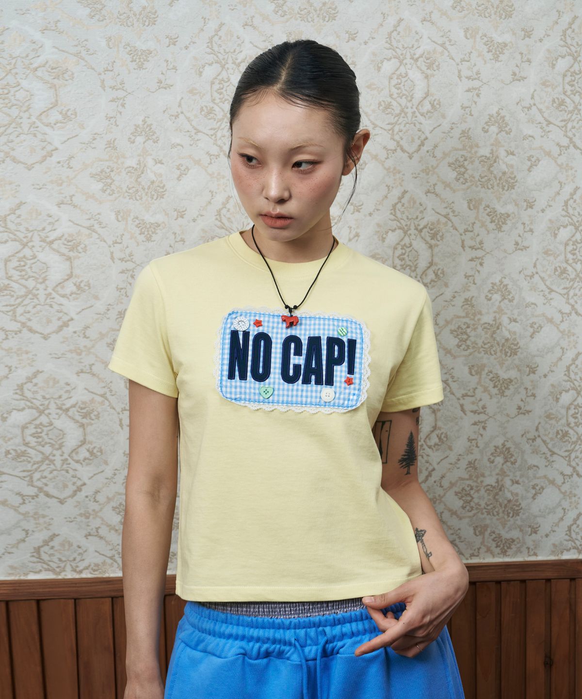 루저스클럽(LOSERS CLUB) [jamaehwa] NO CAP 레이스 체크 패치 반팔티 옐로우