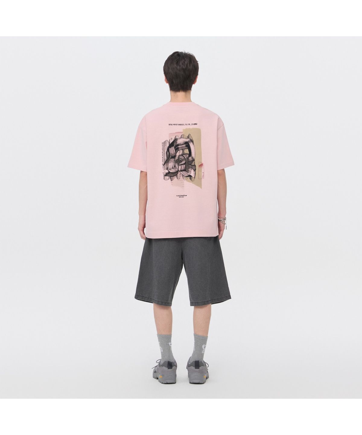 커스텀멜로우(CUSTOMELLOW) [Vincent] Pink Graphic Dyed T-Shirt CWTAM26491PIX