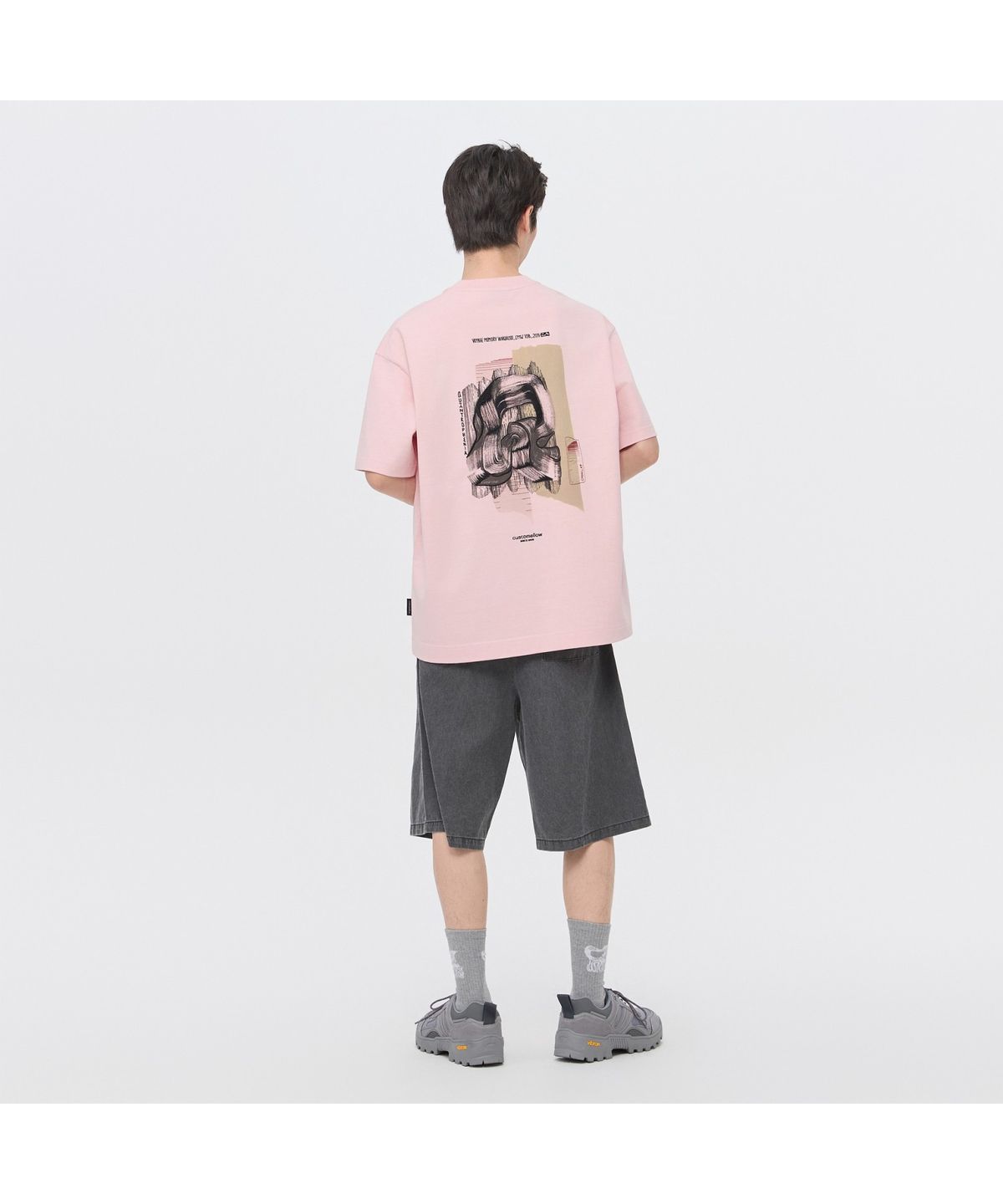 커스텀멜로우(CUSTOMELLOW) [Vincent] Pink Graphic Dyed T-Shirt CWTAM26491PIX