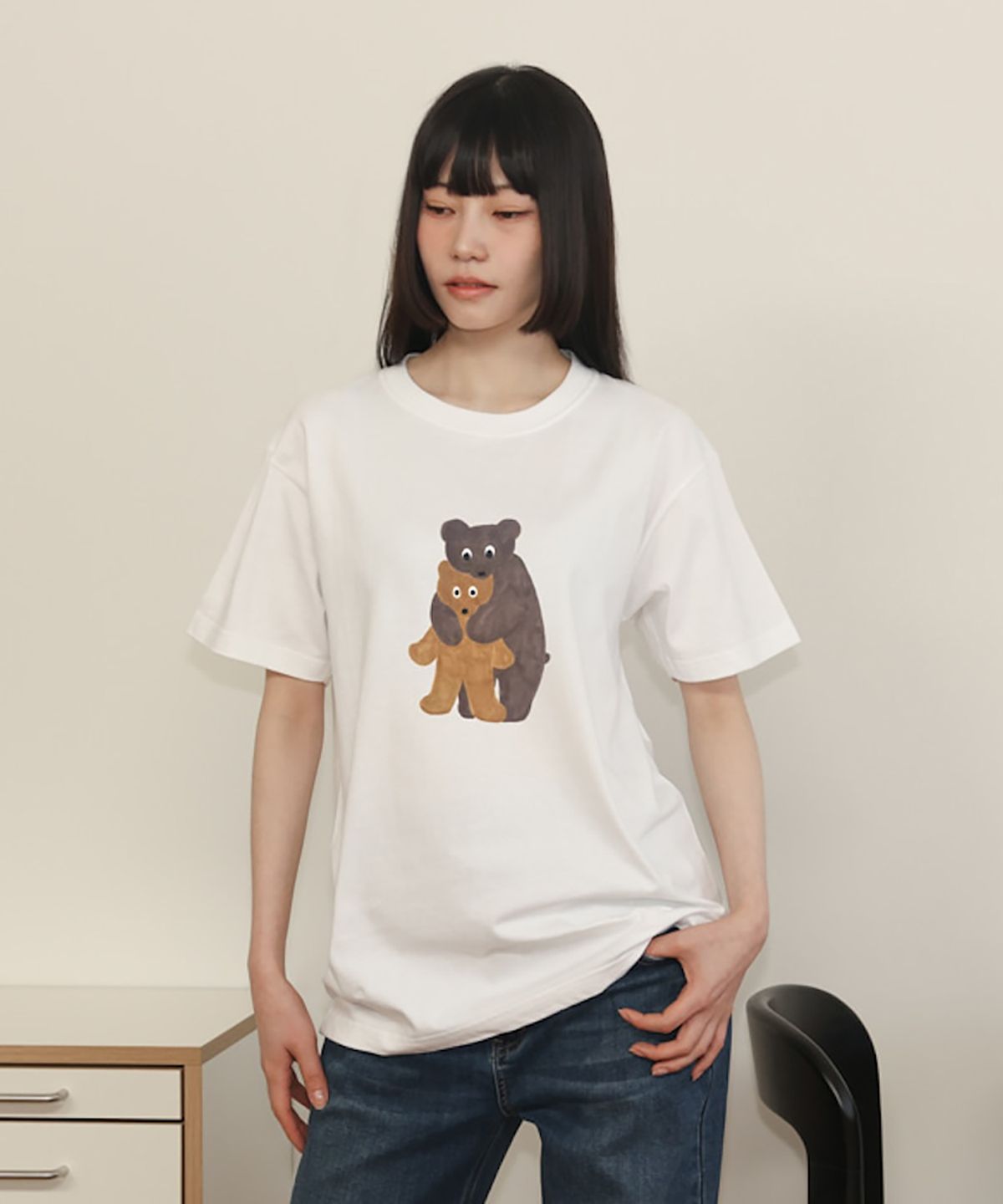 뚜누(TOUNOU) 토츠카 미사코 작가, hug 반소매 티셔츠