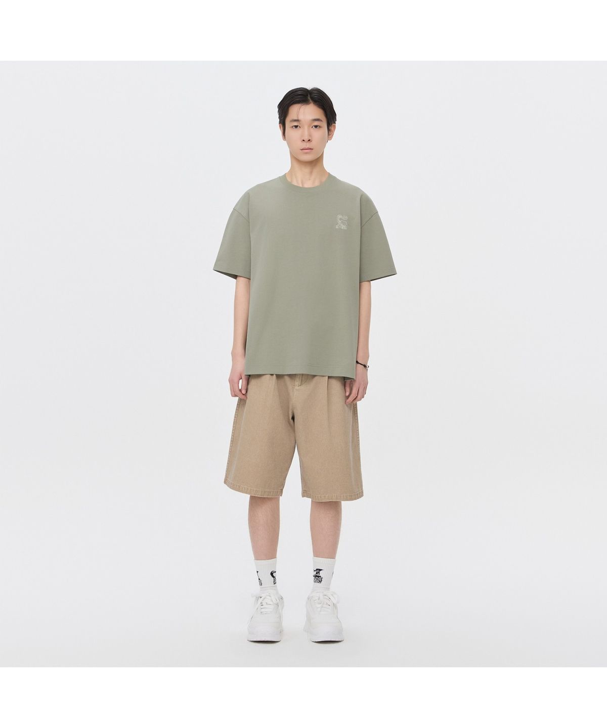 커스텀멜로우(CUSTOMELLOW) [Vincent] Khaki Graphc T-Shirt CWTAM26494KHX