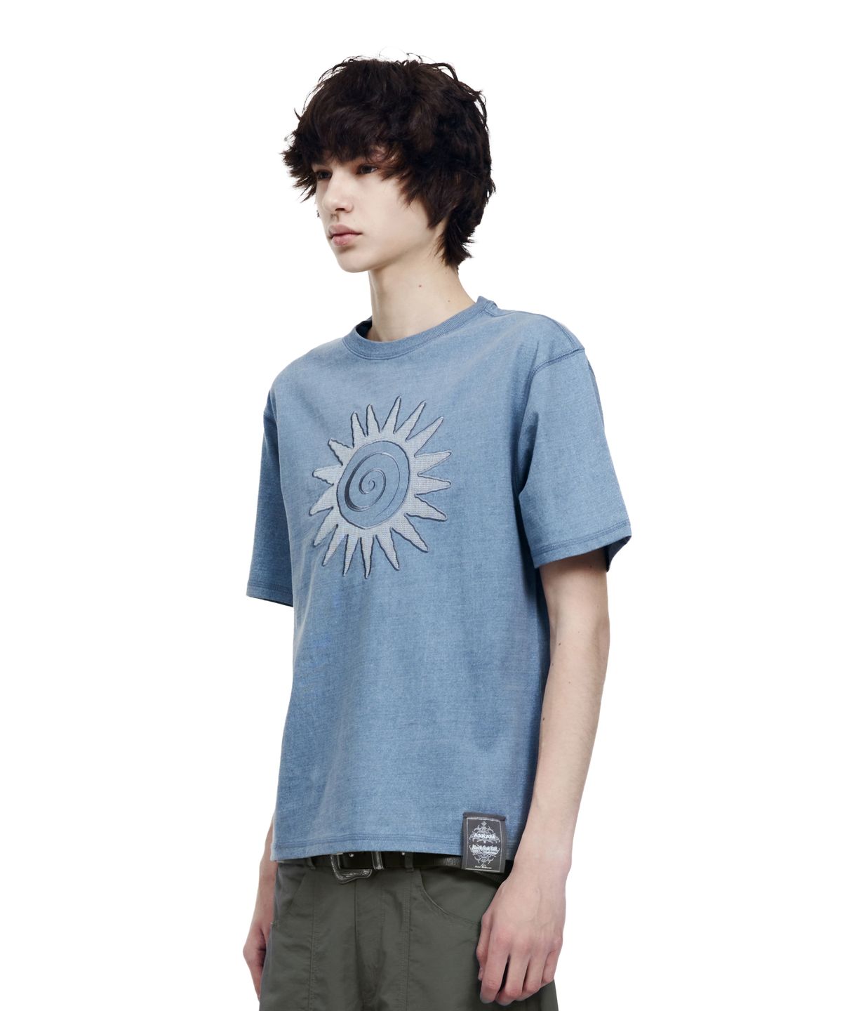 아캄(AAKAM) Washed Sun Patch Half Top (Blue)