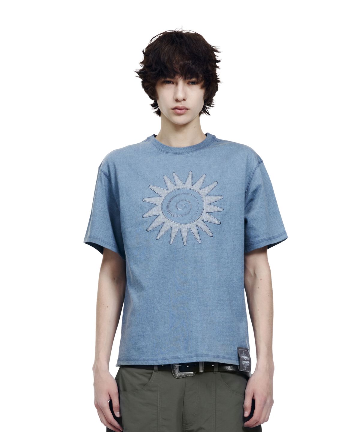 아캄(AAKAM) Washed Sun Patch Half Top (Blue)