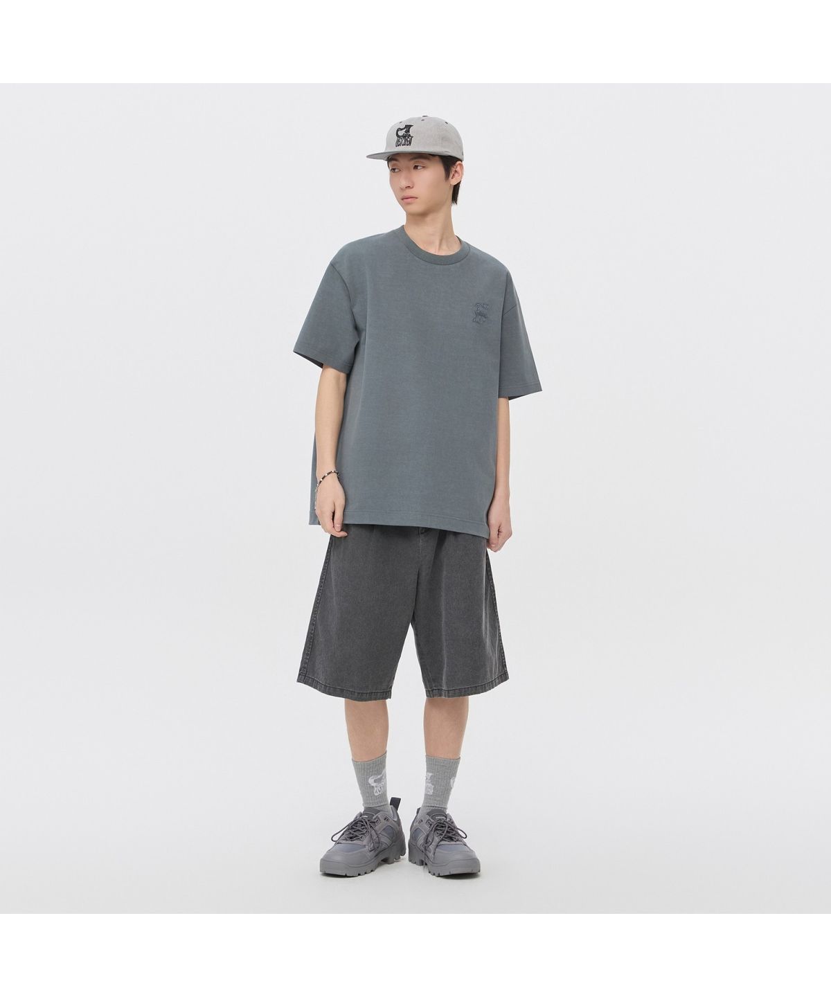 커스텀멜로우(CUSTOMELLOW) [Vincent] Grey Graphic Dyed T-Shirt CWTAM26493GYX