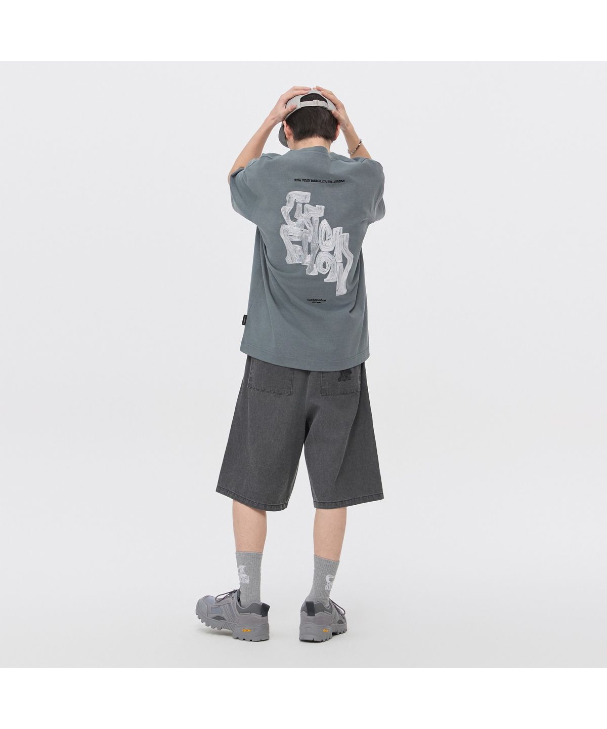 커스텀멜로우(CUSTOMELLOW) [Vincent] Grey Graphic Dyed T-Shirt CWTAM26493GYX