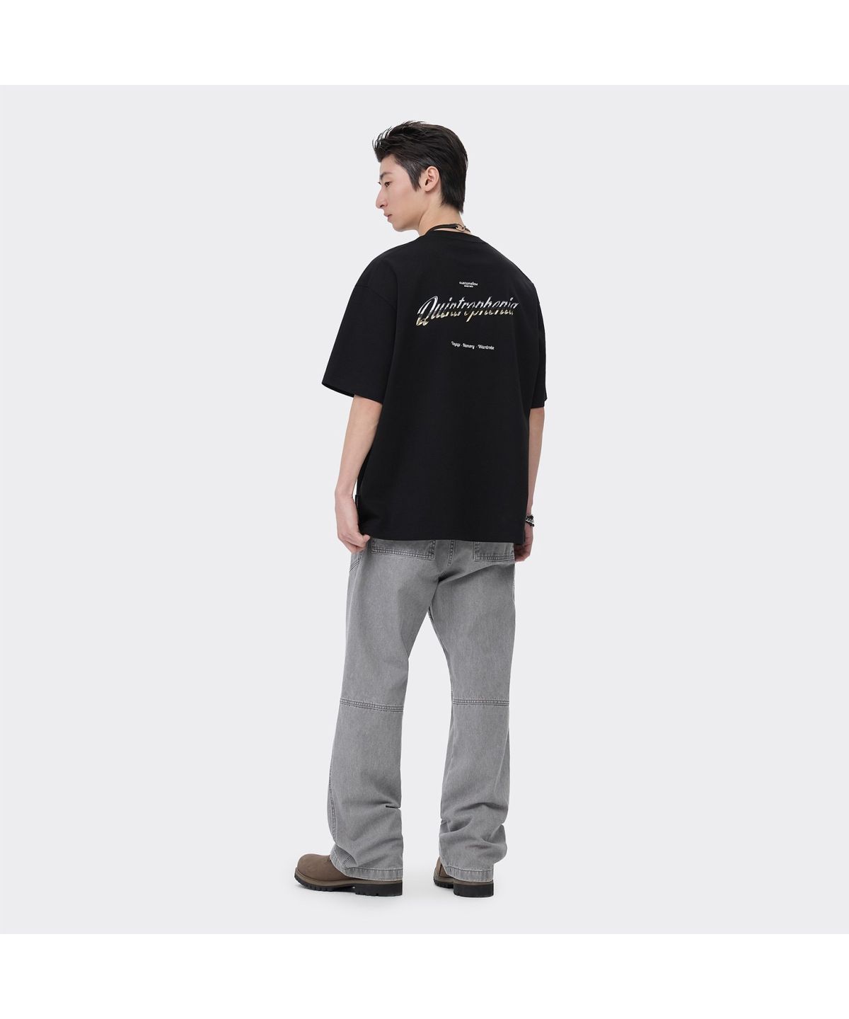 커스텀멜로우(CUSTOMELLOW) Black Graphic T-shirt CWTAM26434BKX