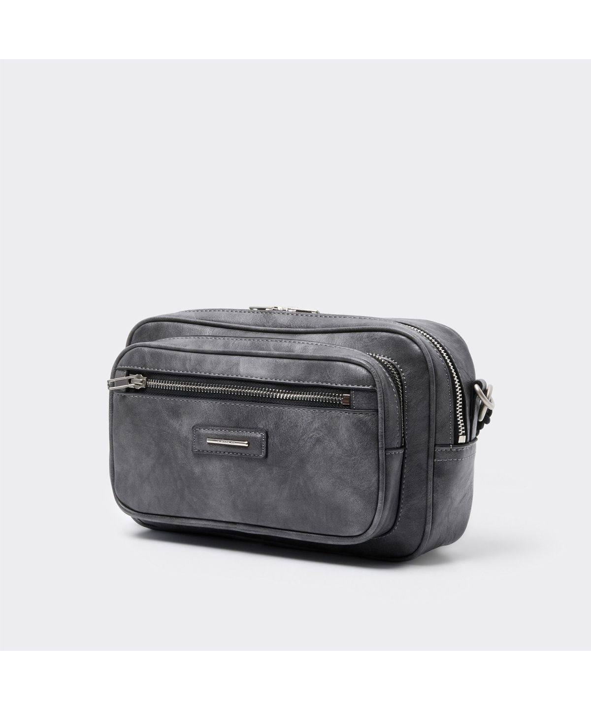 커스텀멜로우(CUSTOMELLOW) Grey Faux Leather Cross Bag CABAX26103GYX