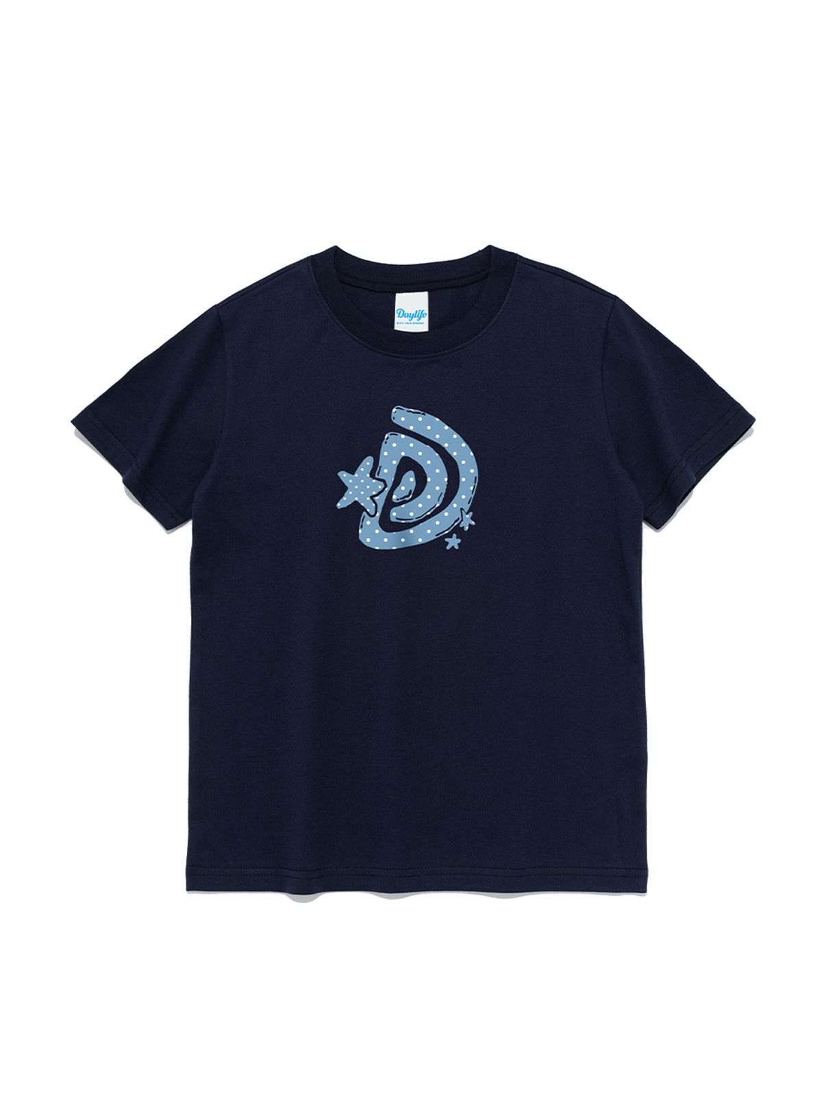 데이라이프(DAYLIFE) 도트 스플래쉬 D로고 우먼 반팔 티셔츠 (네이비)