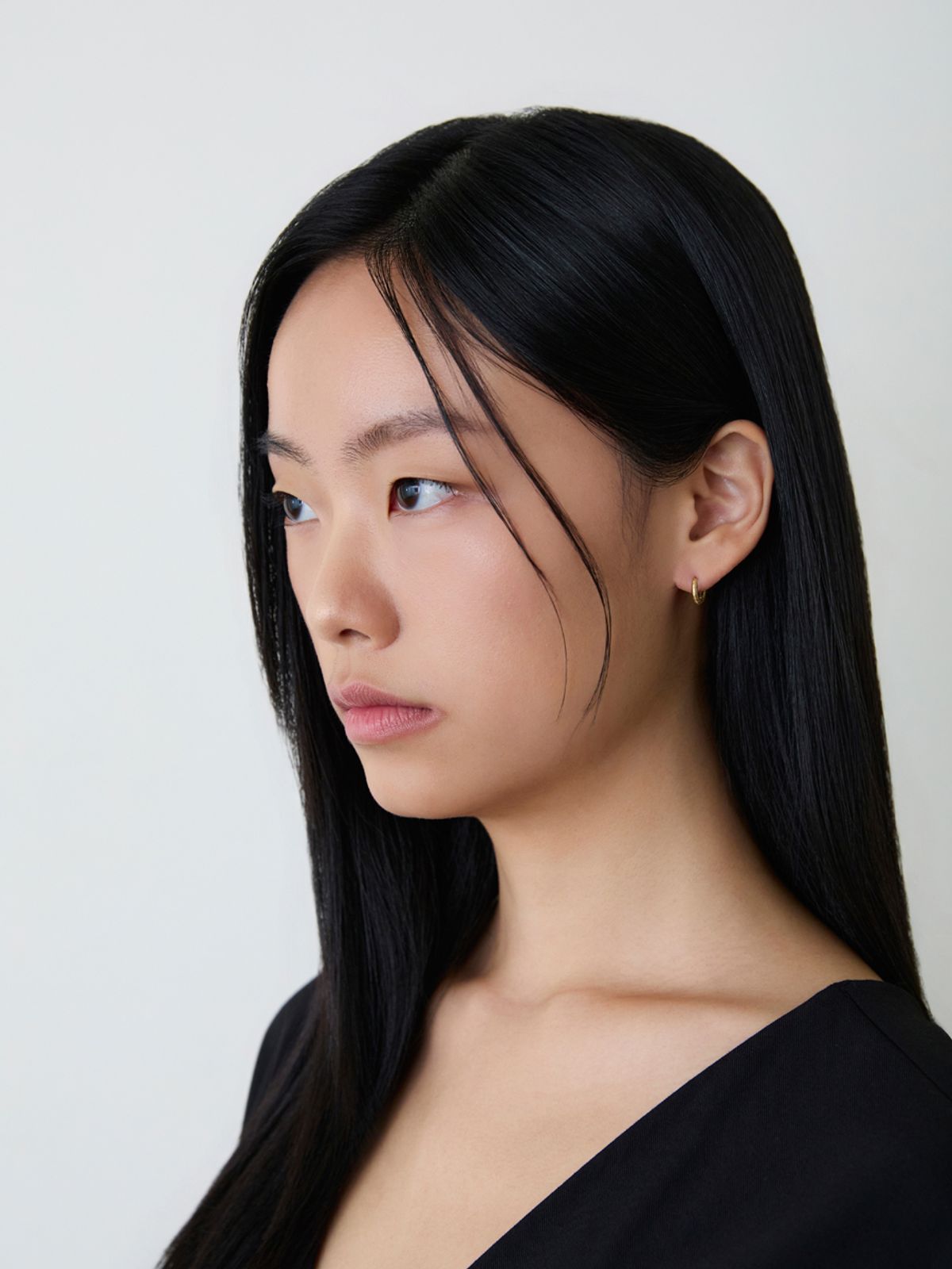 베누아(BENOIT) [실버925] 라인 원터치 후프 미니 귀걸이 골드