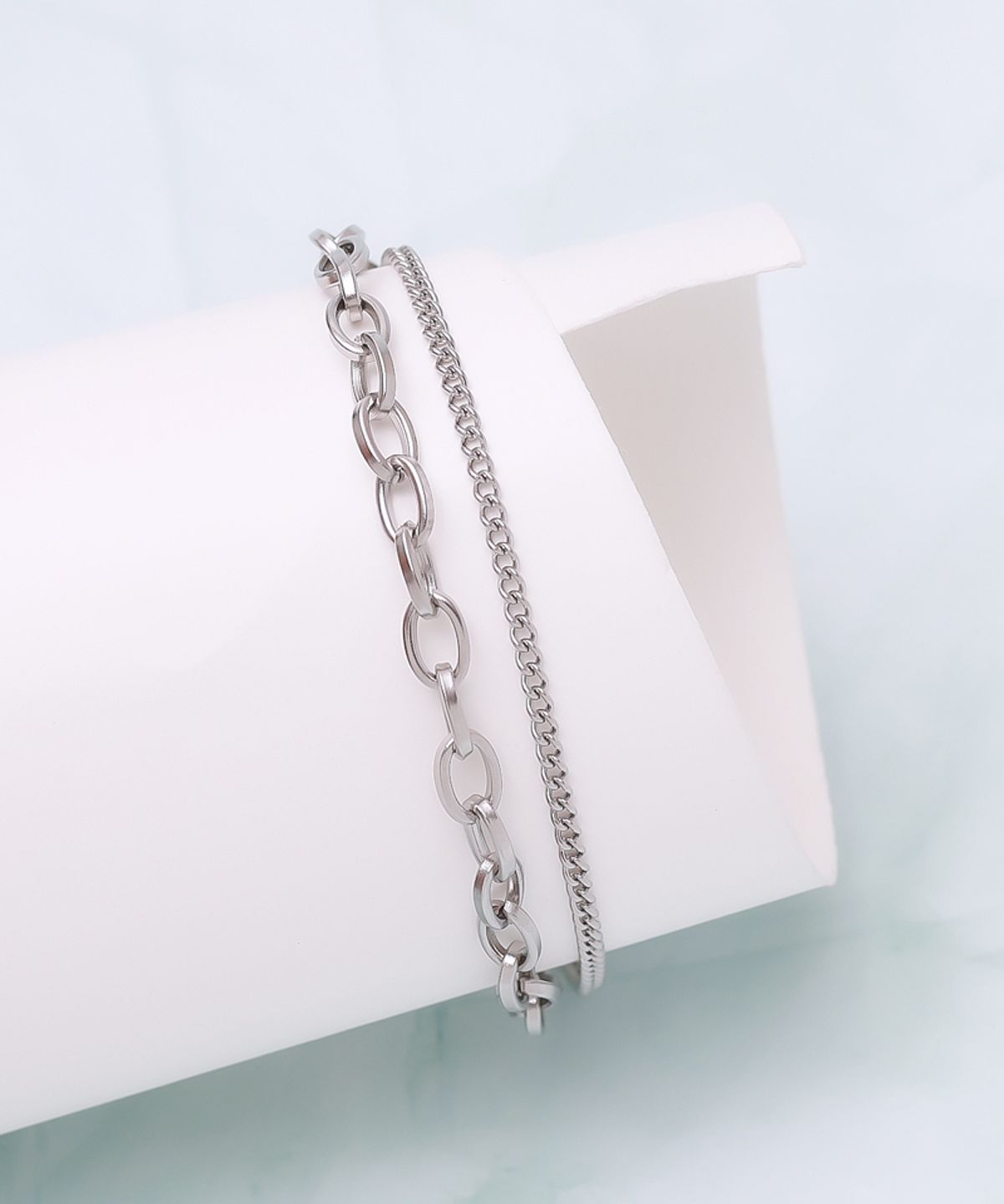 블랑시에르(BLANCIER) 두블쉔 BM261B1284 레이어드 스네이크 체인 남자 팔찌