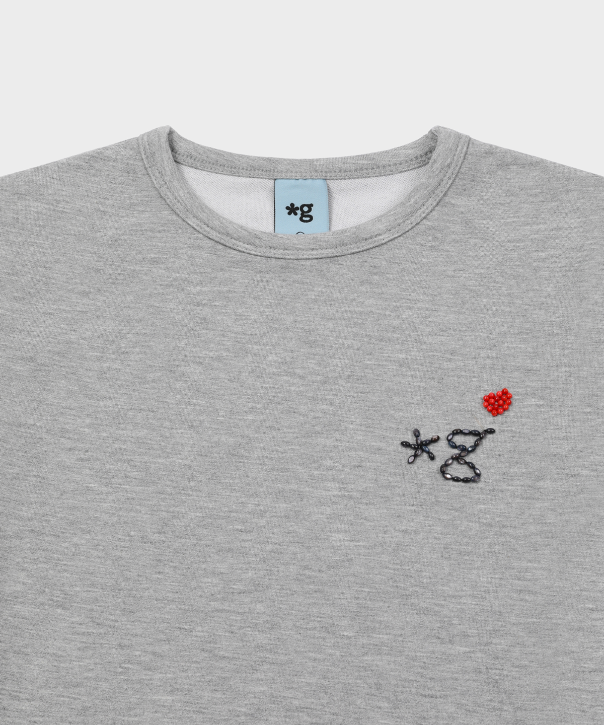 글런든(GRUNDEN) BEADED LOGO T-SHIRT (MELANGE GREY)_G26BWJTS01