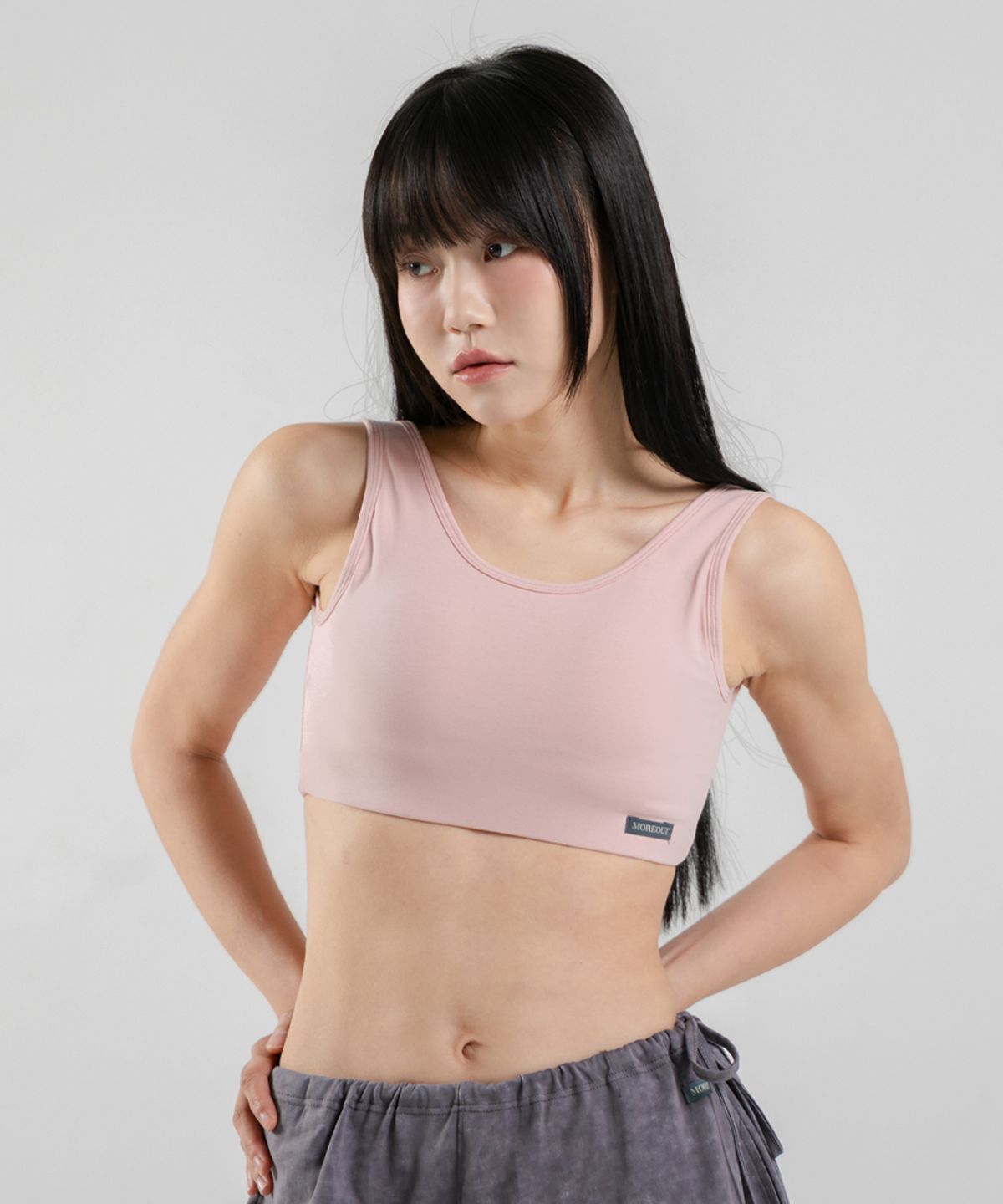 모어아웃(MOREOUT) 여성요가복 오픈 크로스 브라탑 2TT6239