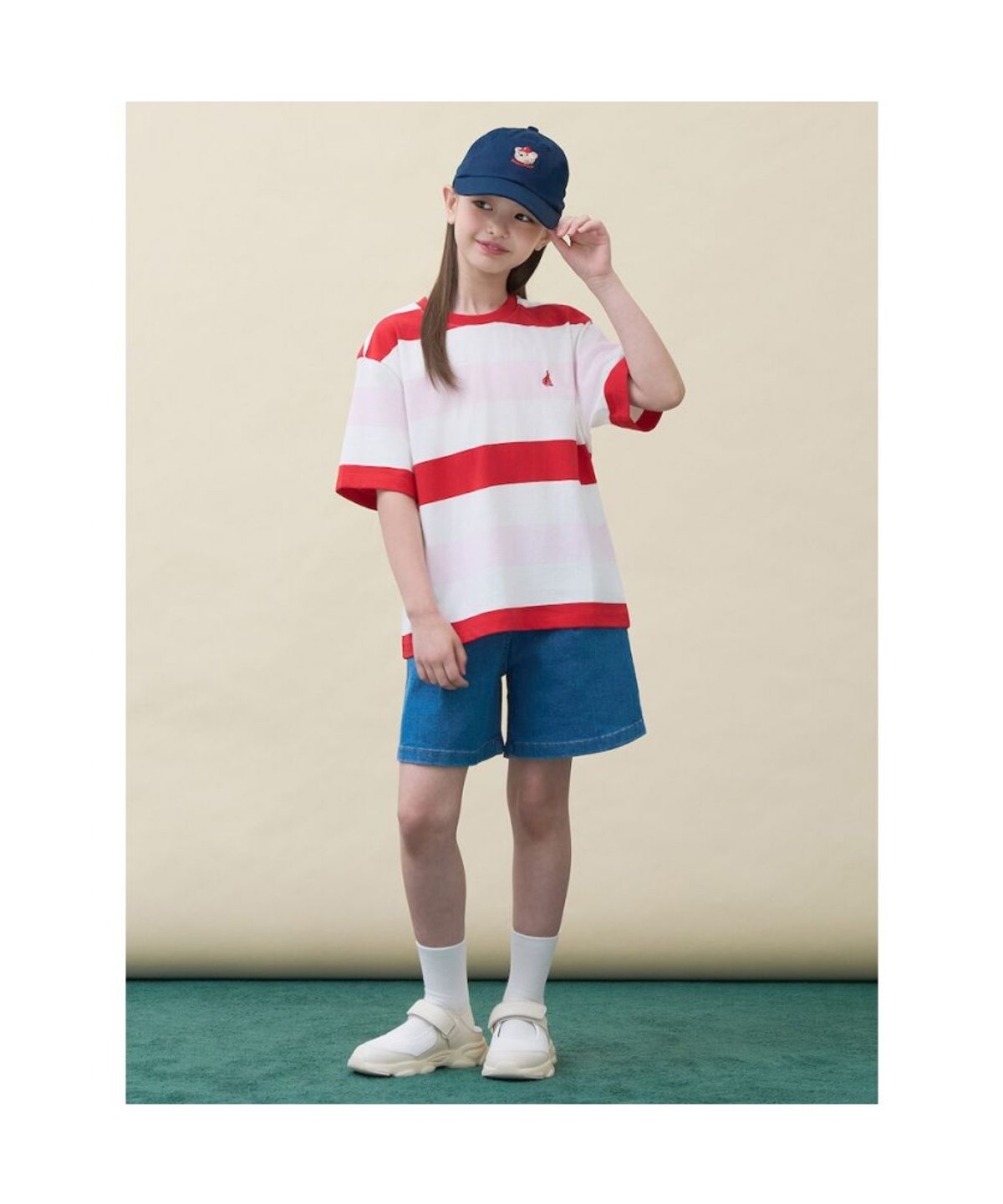 빈폴 키즈(BEANPOLE KIDS) 빅 멀티 스트라이프 티셔츠  레드 (BI6342U166)