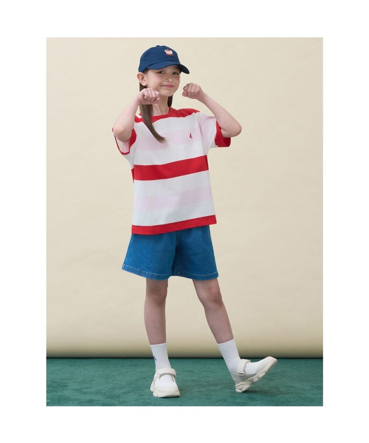 빈폴 키즈(BEANPOLE KIDS) 빅 멀티 스트라이프 티셔츠  레드 (BI6342U166)