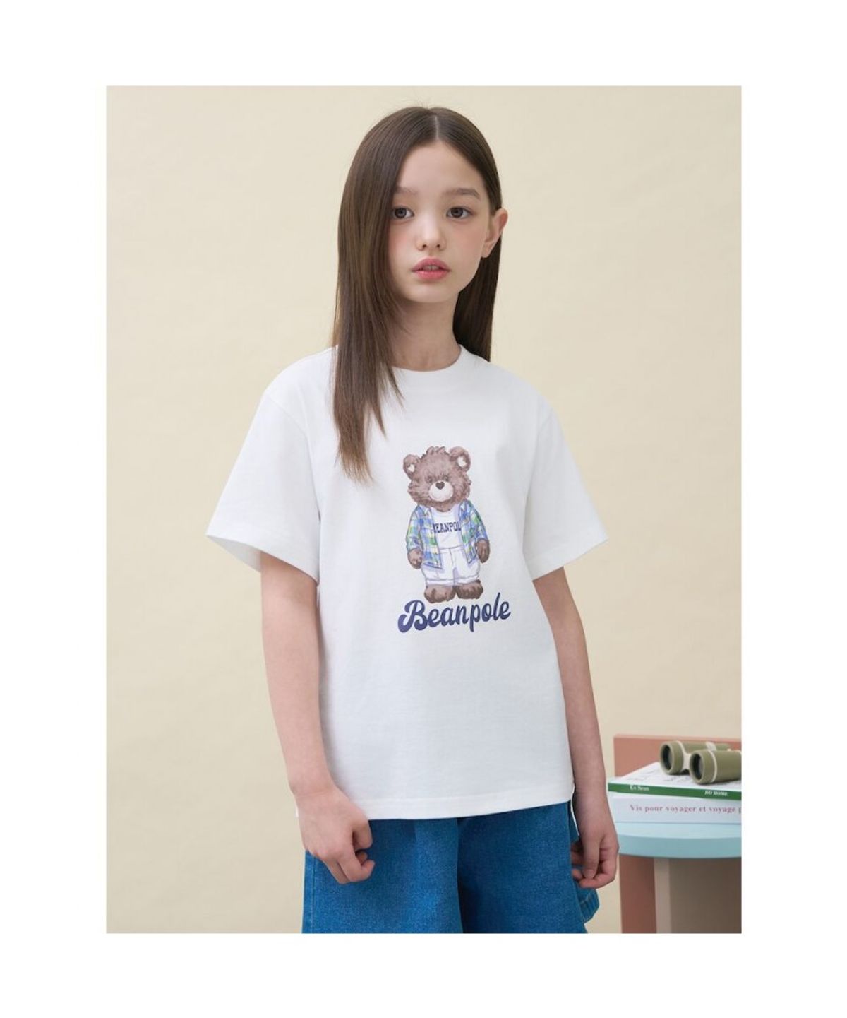 빈폴 키즈(BEANPOLE KIDS) 곰돌이 달이 그래픽 반소매 티셔츠  아이보리 (BI6542U010)