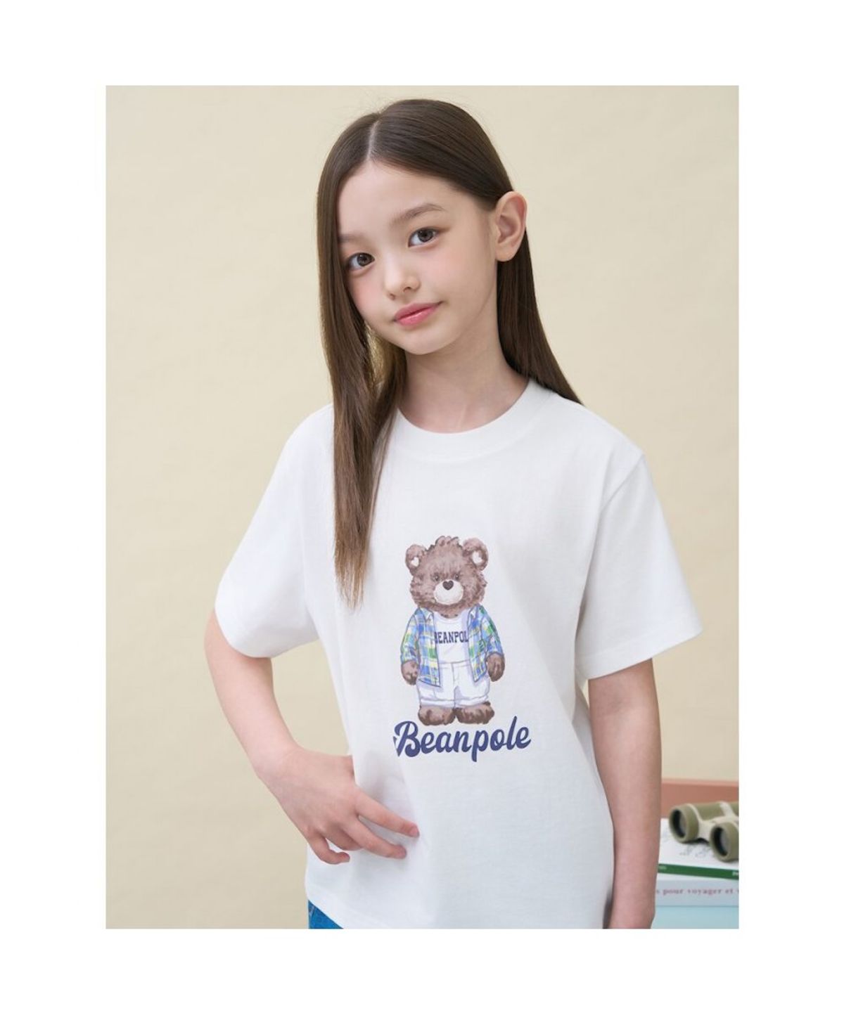 빈폴 키즈(BEANPOLE KIDS) 곰돌이 달이 그래픽 반소매 티셔츠  아이보리 (BI6542U010)