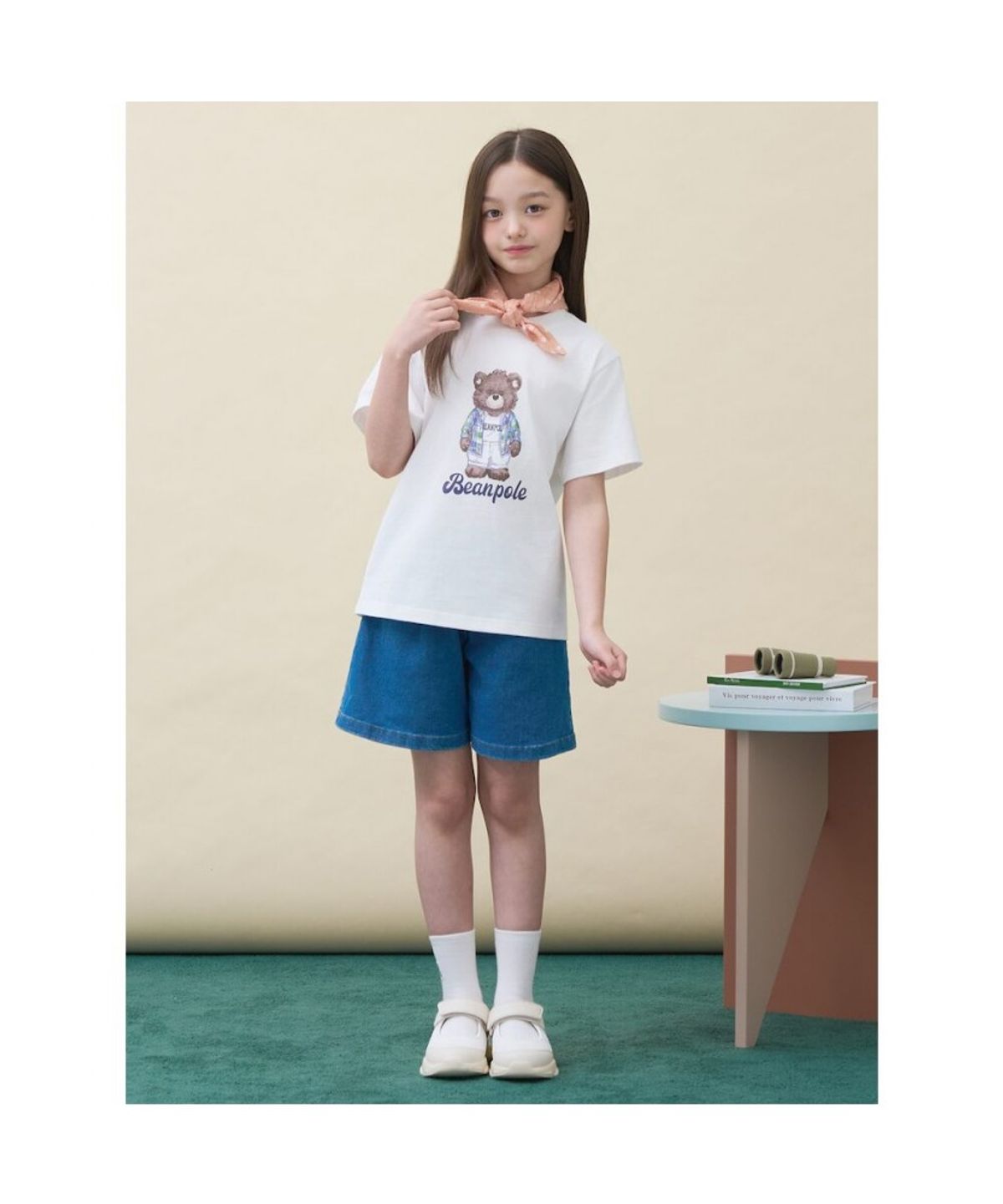 빈폴 키즈(BEANPOLE KIDS) 곰돌이 달이 그래픽 반소매 티셔츠  아이보리 (BI6542U010)