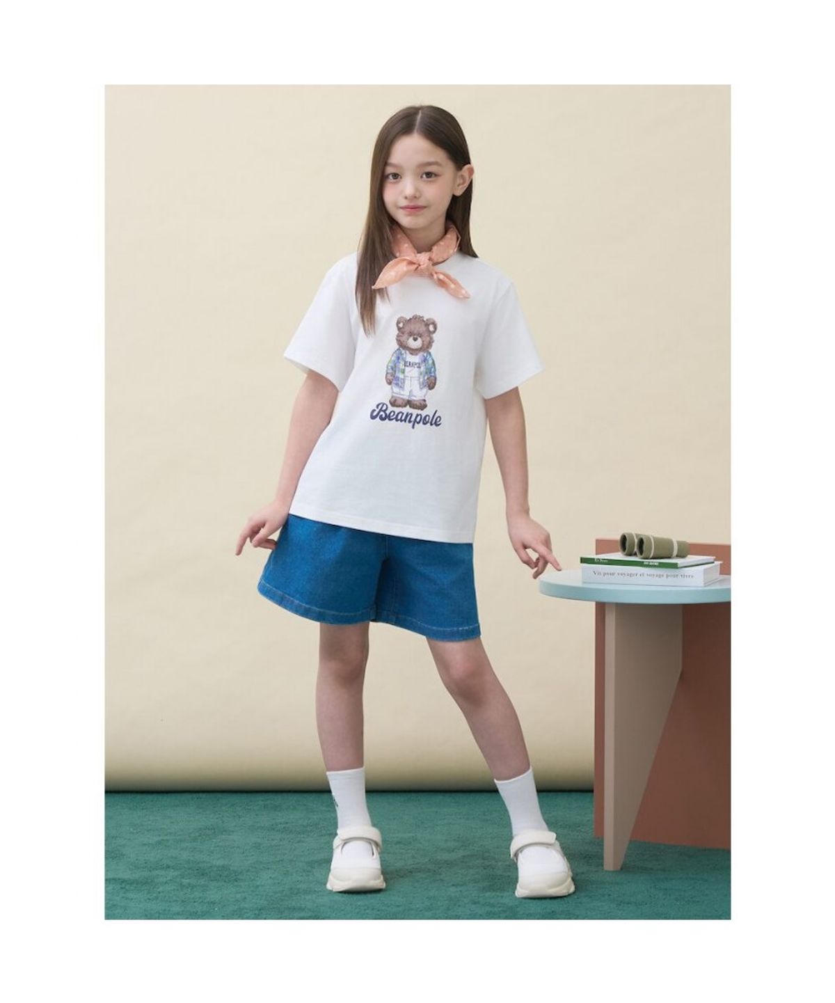 빈폴 키즈(BEANPOLE KIDS) 곰돌이 달이 그래픽 반소매 티셔츠  아이보리 (BI6542U010)