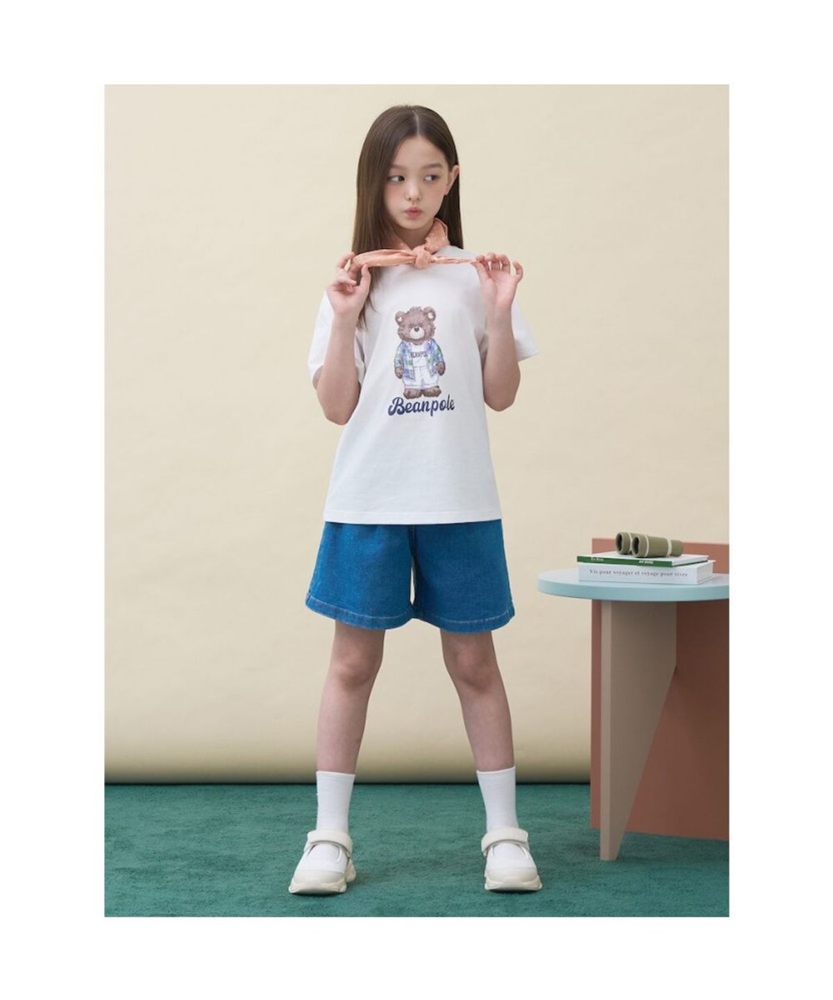 빈폴 키즈(BEANPOLE KIDS) 곰돌이 달이 그래픽 반소매 티셔츠  아이보리 (BI6542U010)