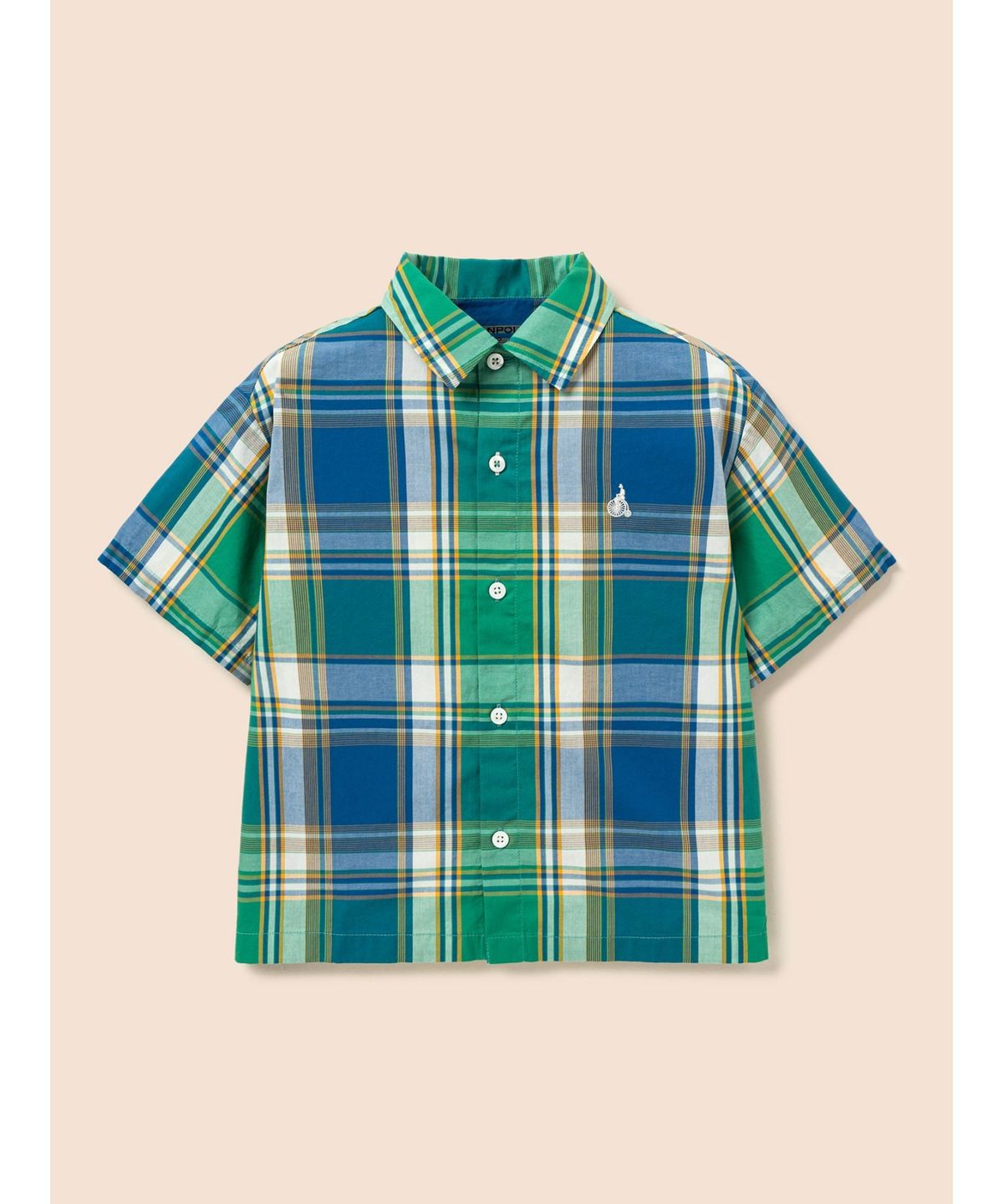 빈폴 키즈(BEANPOLE KIDS) 마드라스 체크 반소매 셔츠  그린 (BI6565U01M)