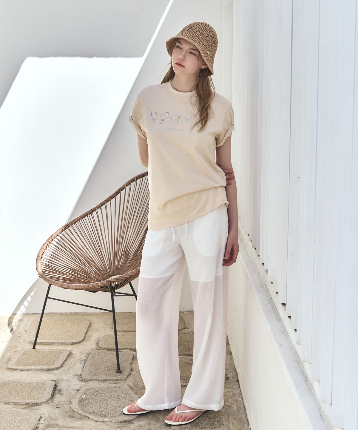 드로우핏 우먼(DRAWFIT WOMEN) 썸머 펀칭 크로셰 버킷햇 [IVORY]