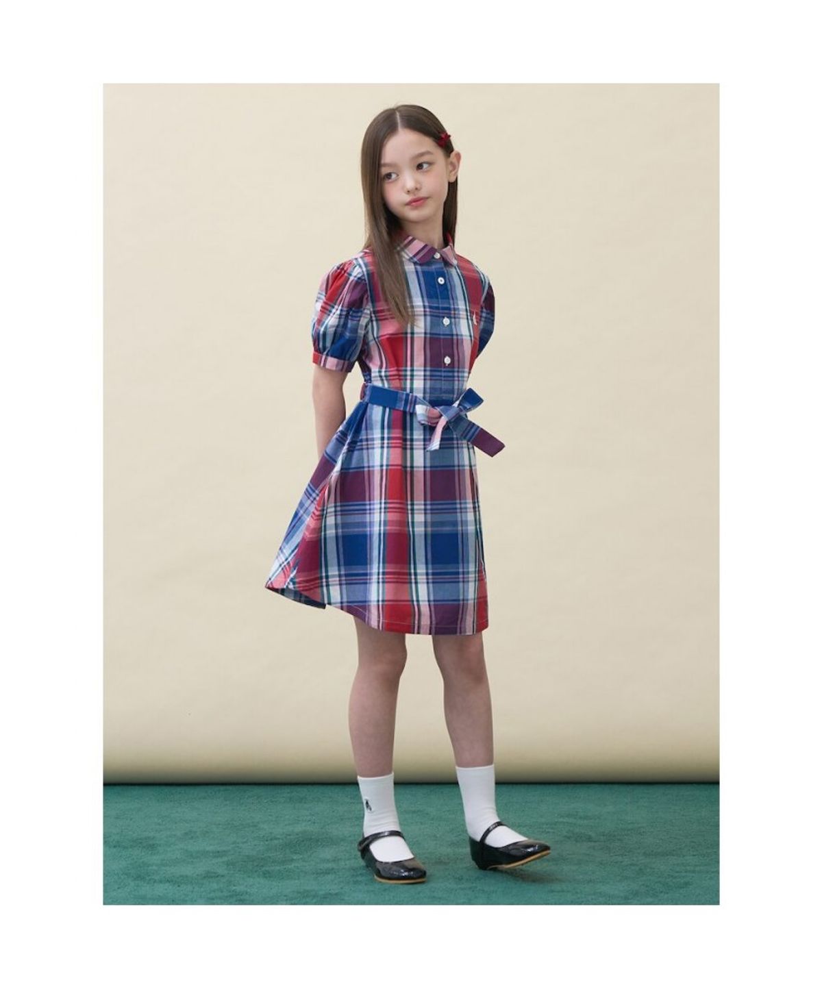 빈폴 키즈(BEANPOLE KIDS) 마드라스 체크 반소매 원피스  레드 (BI6571G016)