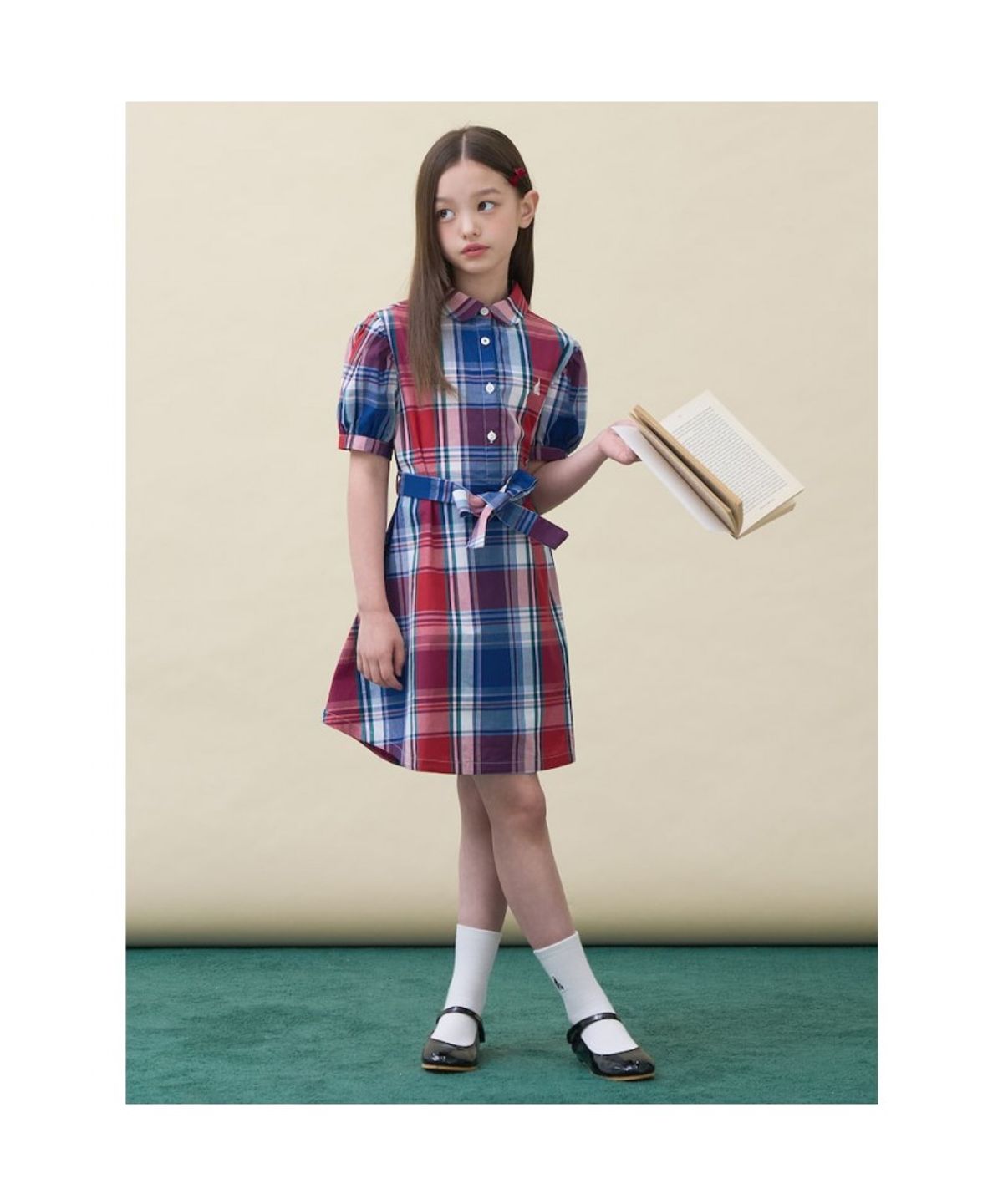 빈폴 키즈(BEANPOLE KIDS) 마드라스 체크 반소매 원피스  레드 (BI6571G016)