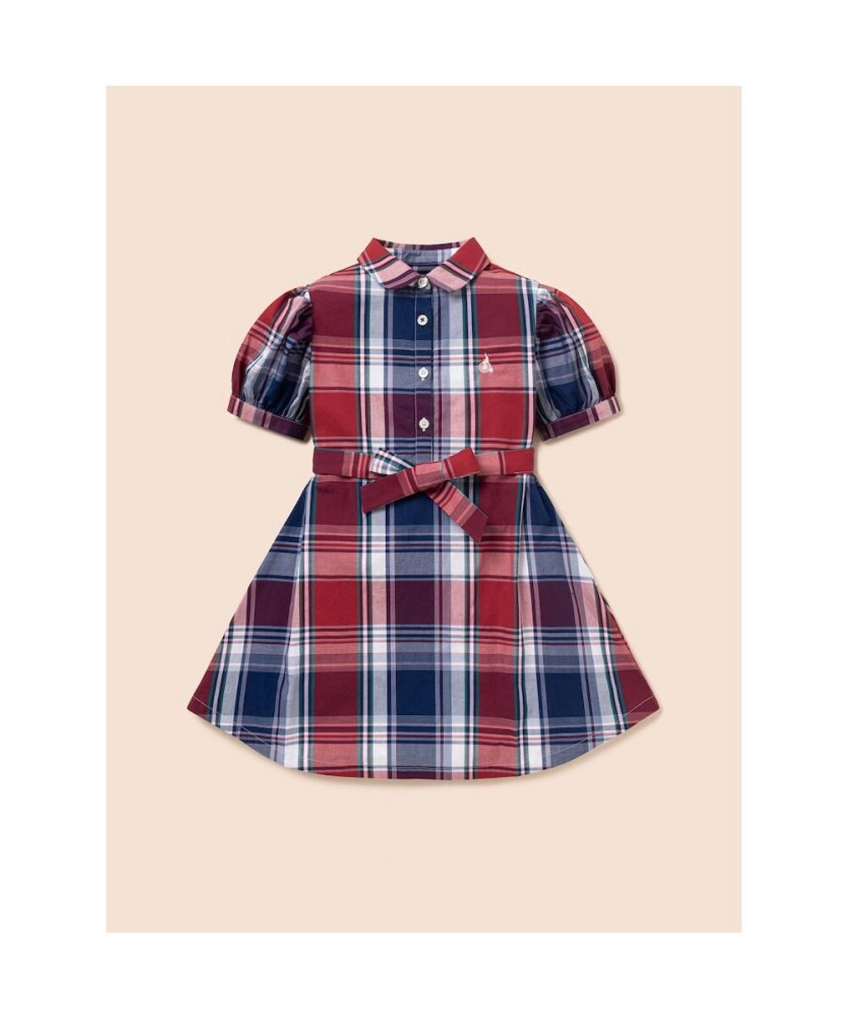 빈폴 키즈(BEANPOLE KIDS) 마드라스 체크 반소매 원피스  레드 (BI6571G016)