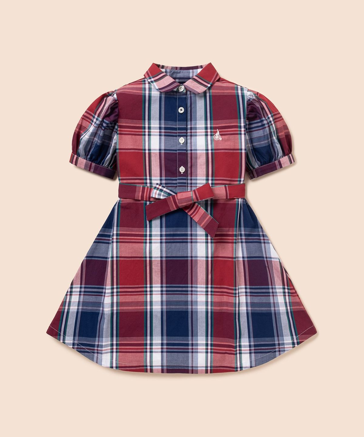 빈폴 키즈(BEANPOLE KIDS) 마드라스 체크 반소매 원피스  레드 (BI6571G016)