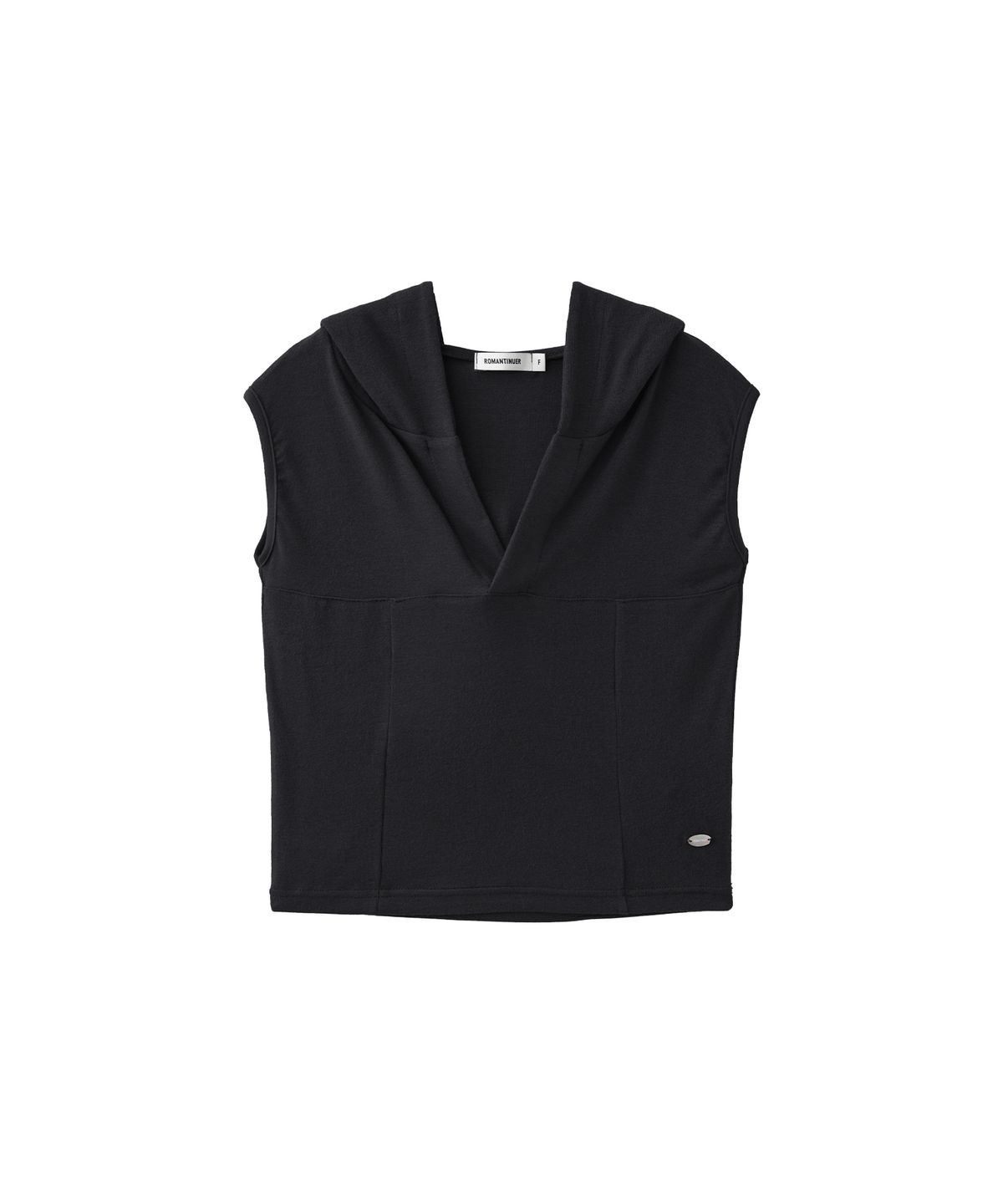 로맨티누어(ROMANTINUER) Hooded Sleeveless Crop Top (Black)