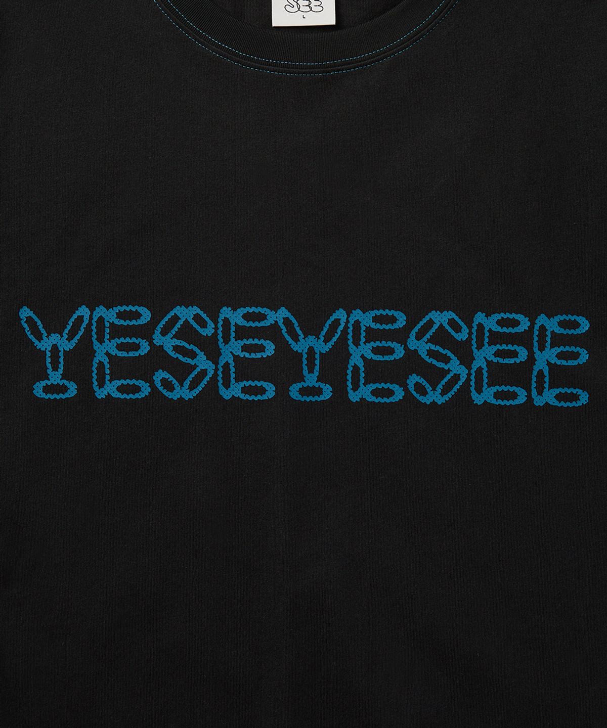 예스아이씨(YESEYESEE) Contrast Stitch Chain Logo Tee Black