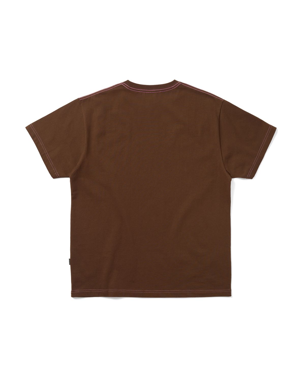 예스아이씨(YESEYESEE) Contrast Stitch Chain Logo Tee Brown