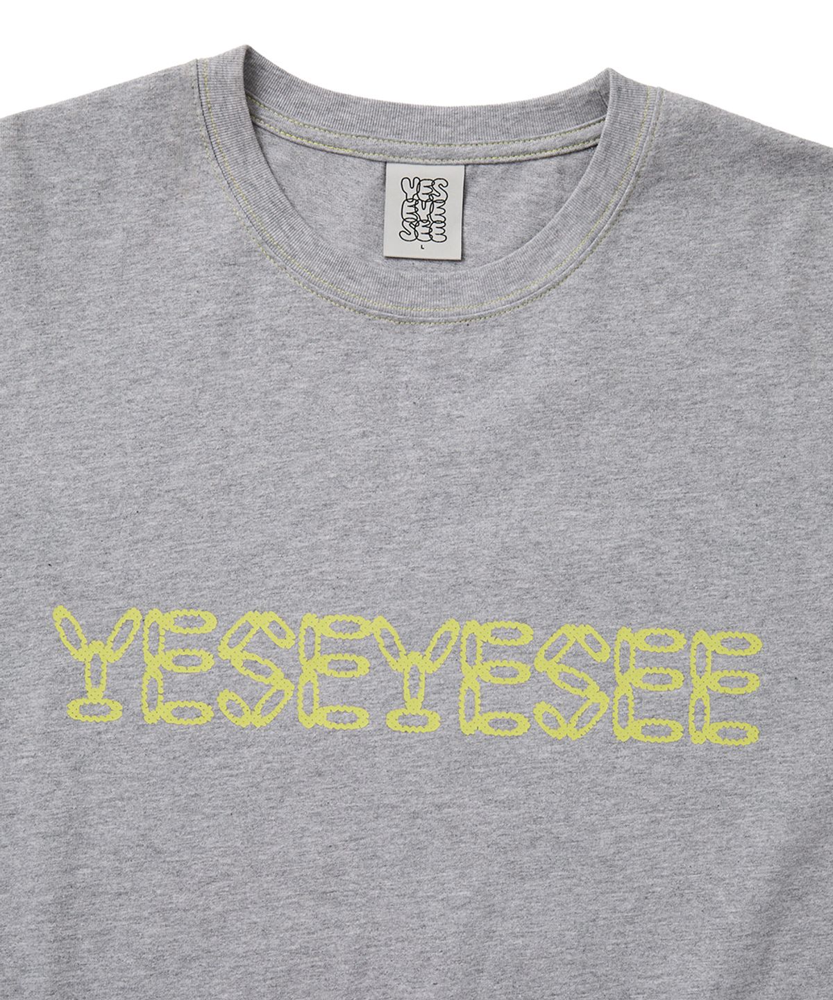 예스아이씨(YESEYESEE) Contrast Stitch Chain Logo Tee Grey