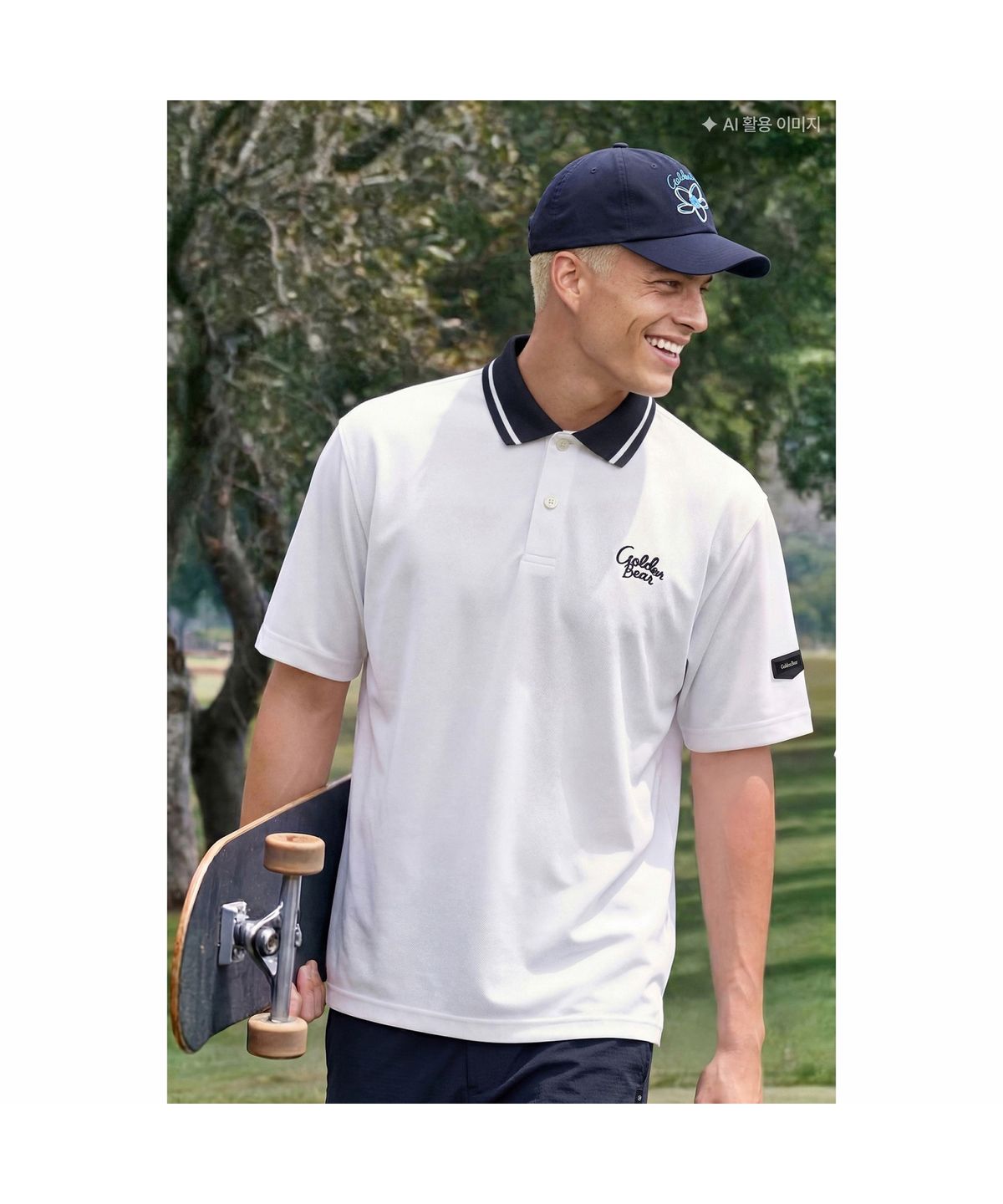 골든베어(GOLDEN BEAR) (남성) Magnolia Contrast colored Polo Collar T-shirt G4TAM26471WHX