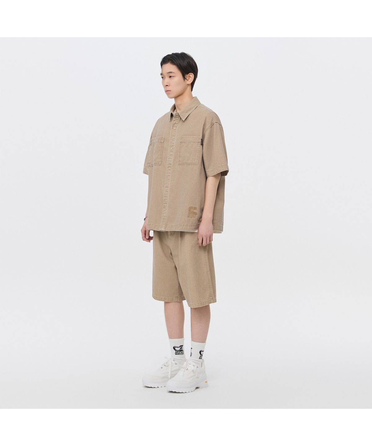 커스텀멜로우(CUSTOMELLOW) [Vincent] Beige Cotton Dyed Shorts CWPAM26491BEX