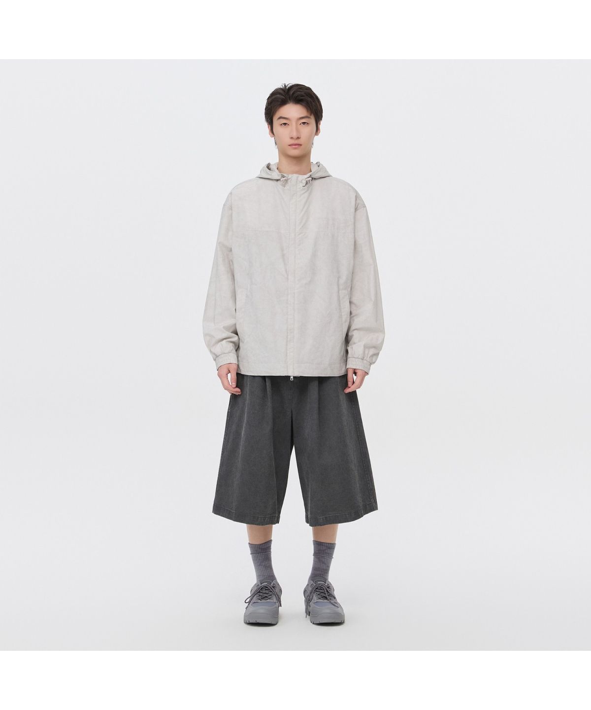 커스텀멜로우(CUSTOMELLOW) Grey Dyed Cotton Bermuda Shorts CWPAM26365GYX