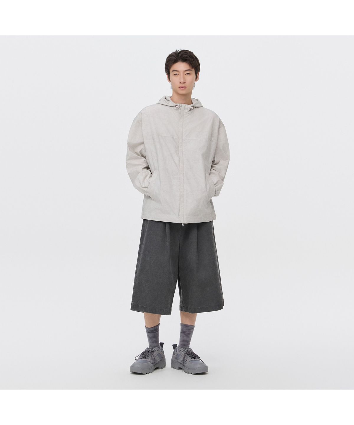 커스텀멜로우(CUSTOMELLOW) Grey Dyed Cotton Bermuda Shorts CWPAM26365GYX