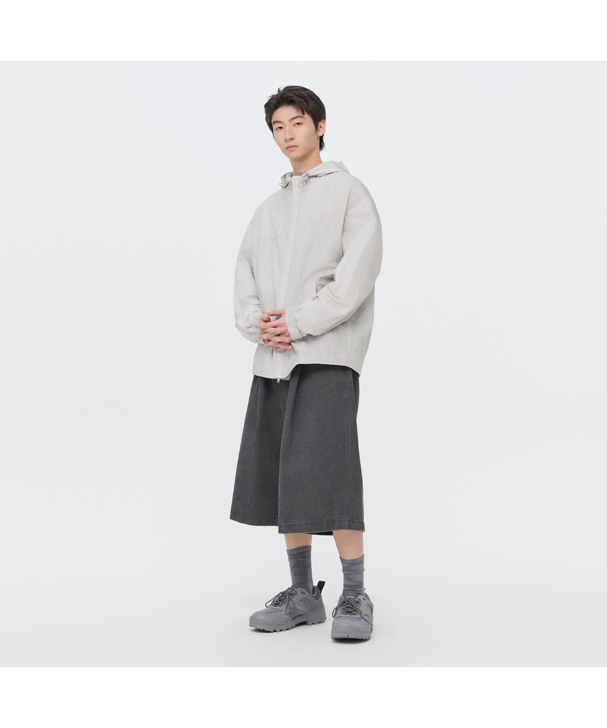 커스텀멜로우(CUSTOMELLOW) Grey Dyed Cotton Bermuda Shorts CWPAM26365GYX